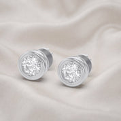 Solitaire Stud Earrings Bezel Set Lab Grown Diamond