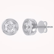 Solitaire Stud Earrings Bezel Set Lab Grown Diamond