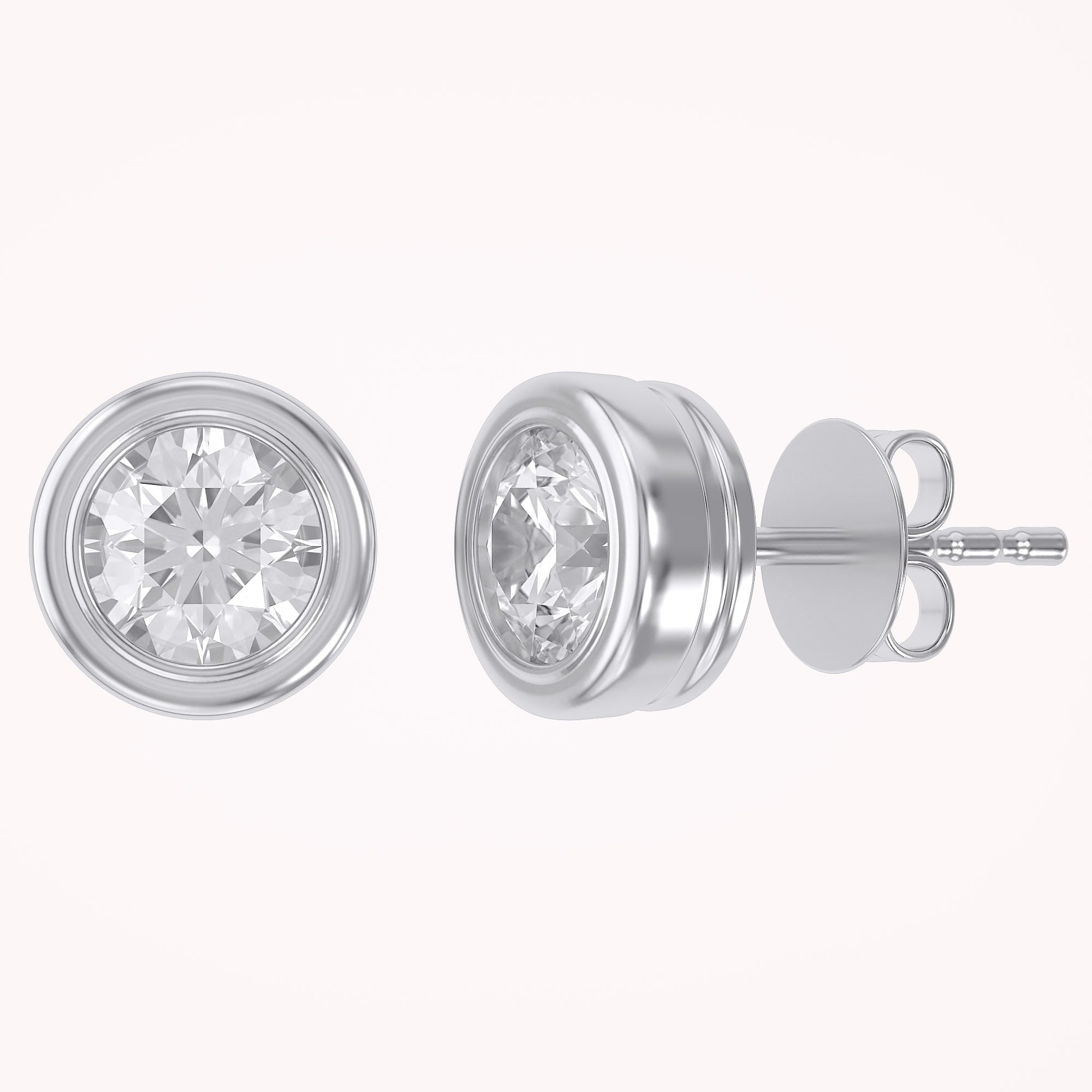 Solitaire Stud Earrings Bezel Set Lab Grown Diamond