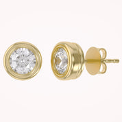 Solitaire Stud Earrings Bezel Set Lab Grown Diamond