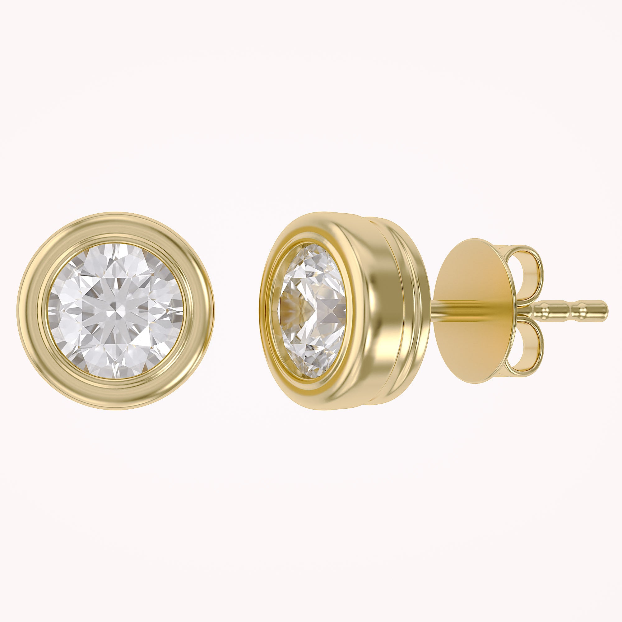 Solitaire Stud Earrings Bezel Set Lab Grown Diamond