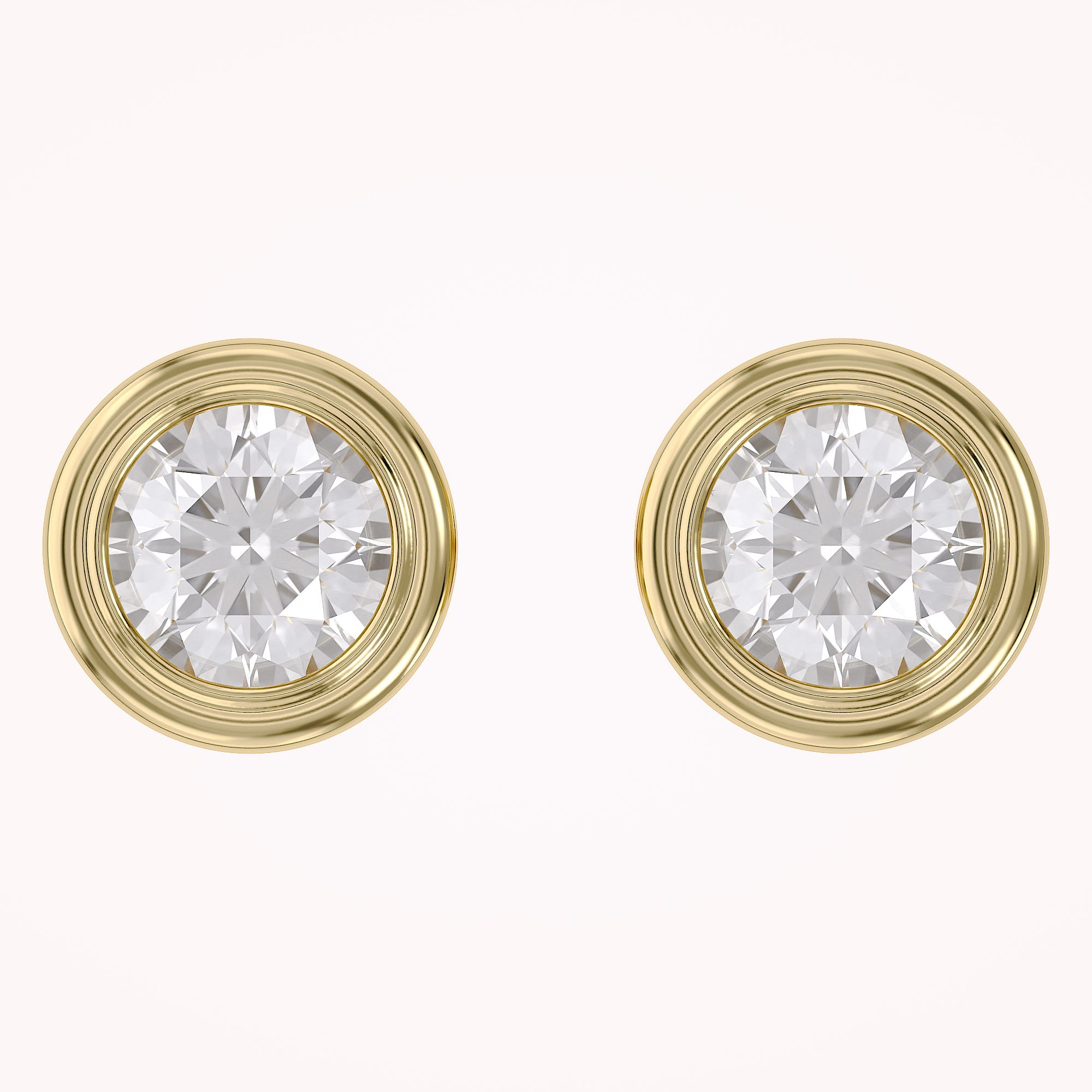 Solitaire Stud Earrings Bezel Set Lab Grown Diamond