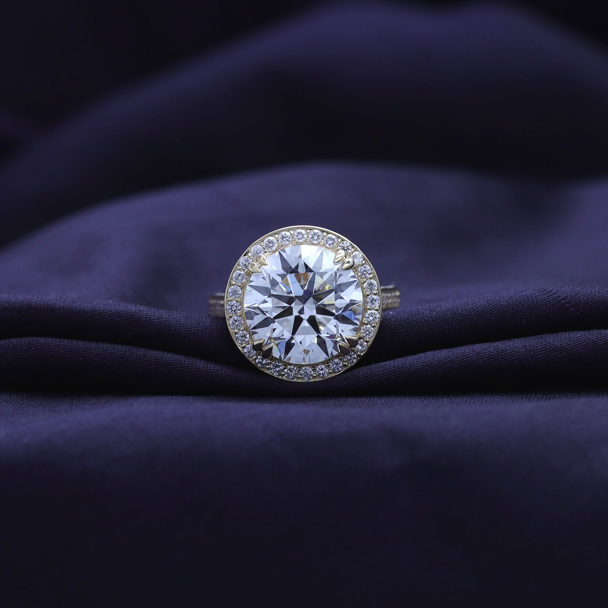 Hidden Halo Engagement Rings Round Cut Lab Grown Diamond