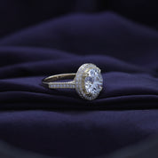 Hidden Halo Engagement Rings Round Cut Lab Grown Diamond
