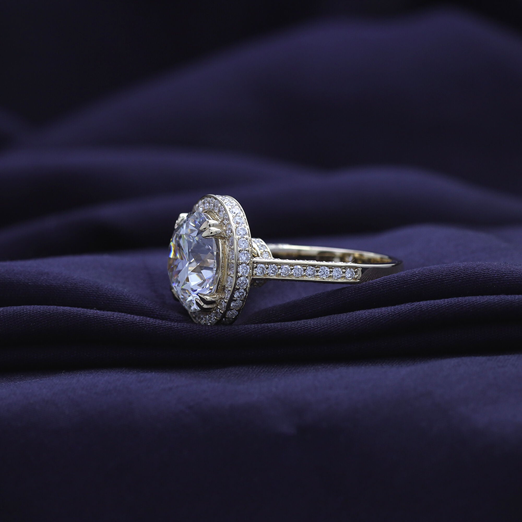Hidden Halo Engagement Rings Round Cut Lab Grown Diamond