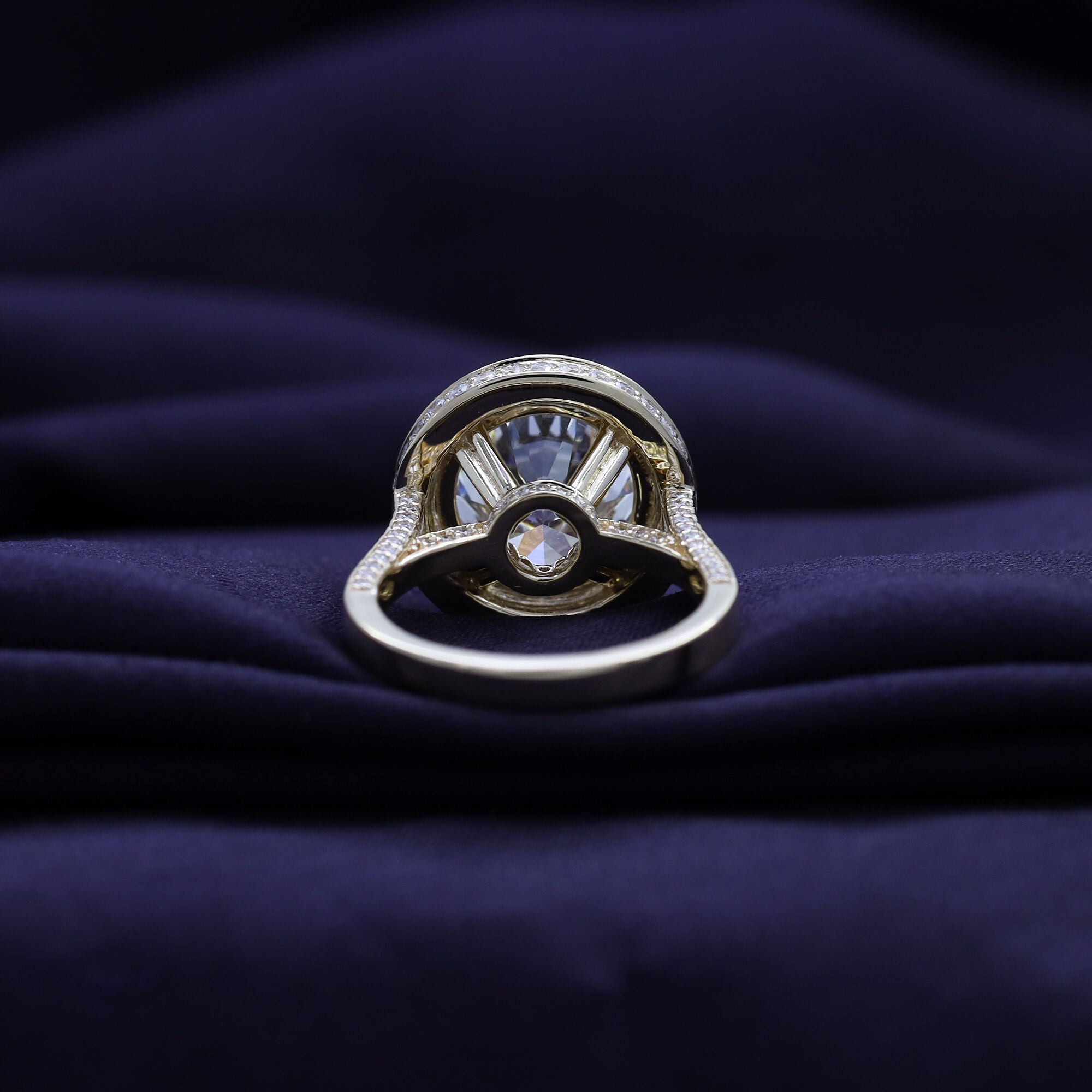 Hidden Halo Engagement Rings Round Cut Lab Grown Diamond