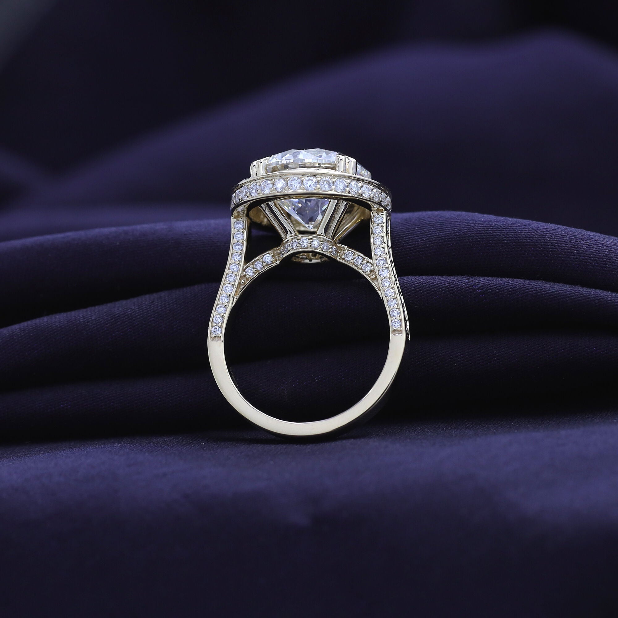 Hidden Halo Engagement Rings Round Cut Lab Grown Diamond