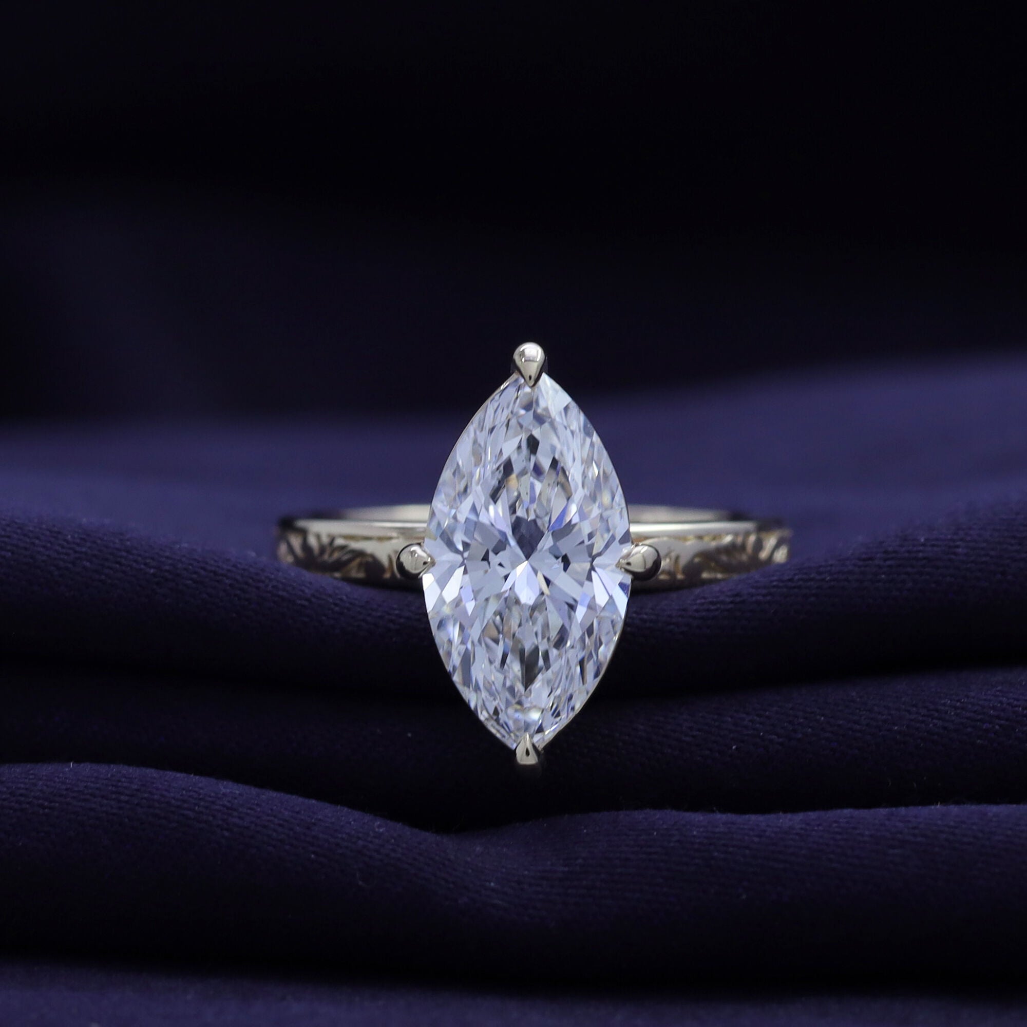 Filigree Solitaire Engagement Ring Lab Grown Diamond