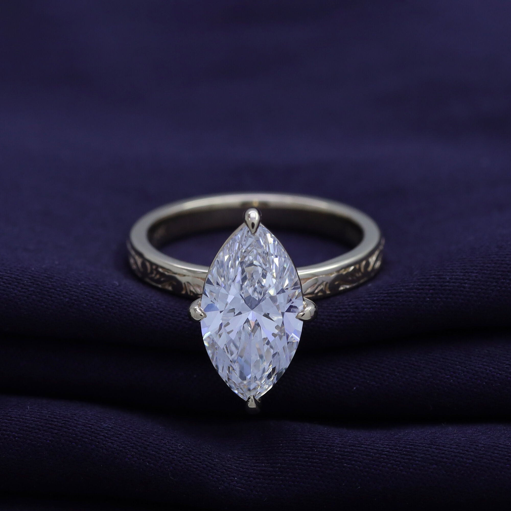 Filigree Solitaire Engagement Ring Lab Grown Diamond