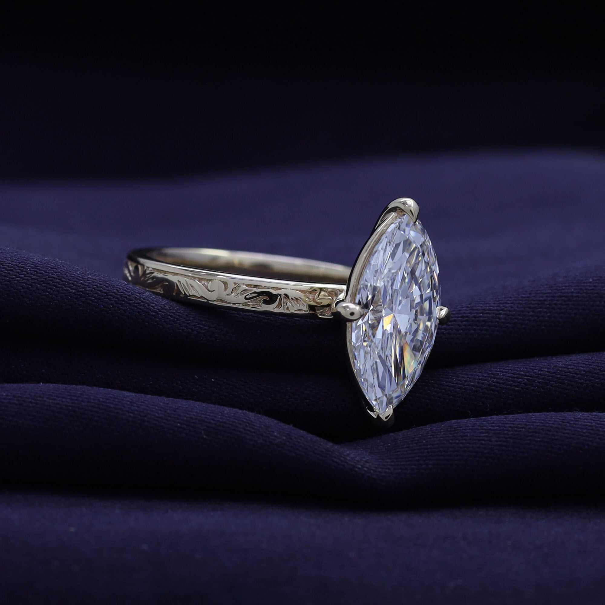 Filigree Solitaire Engagement Ring Lab Grown Diamond