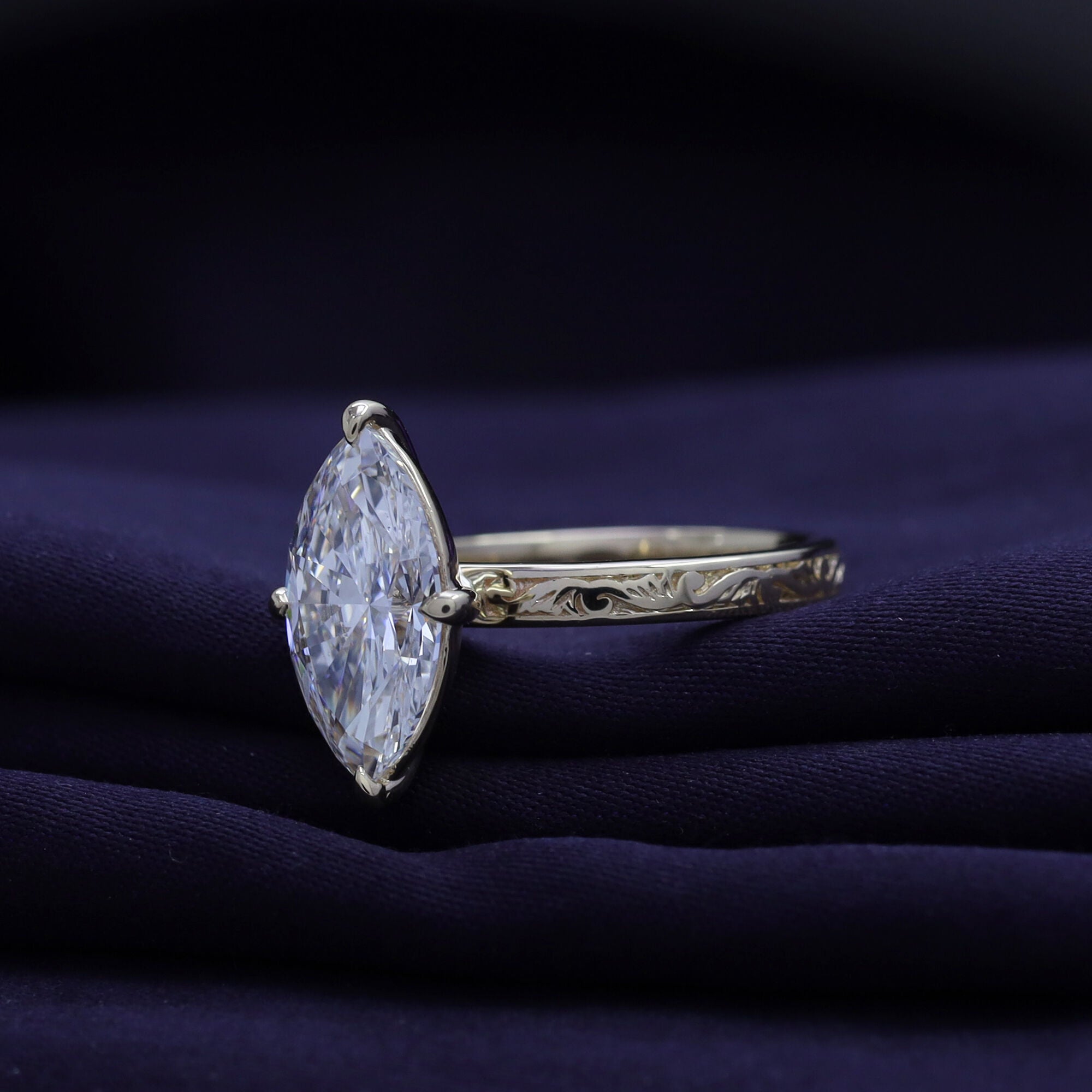 Filigree Solitaire Engagement Ring Lab Grown Diamond