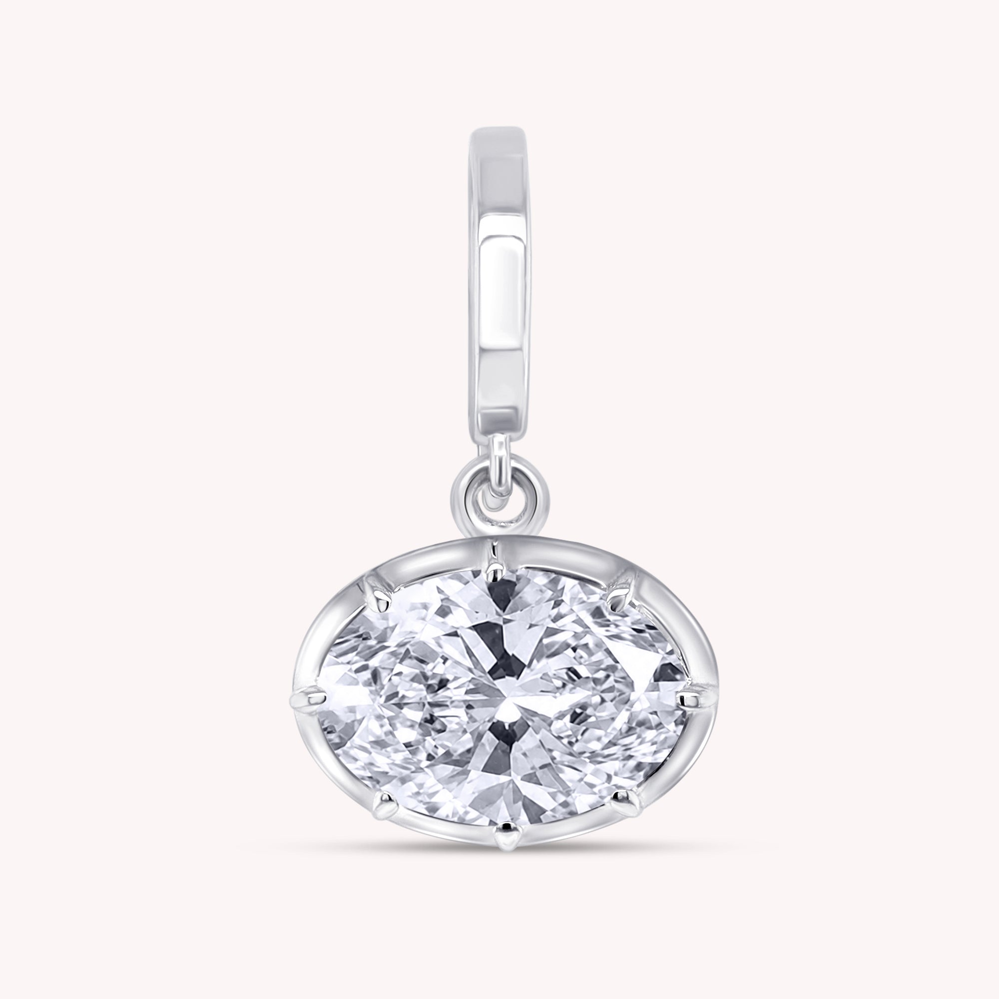 Solitaire Pendant 2 Carat Oval Cut Lab Grown Diamond