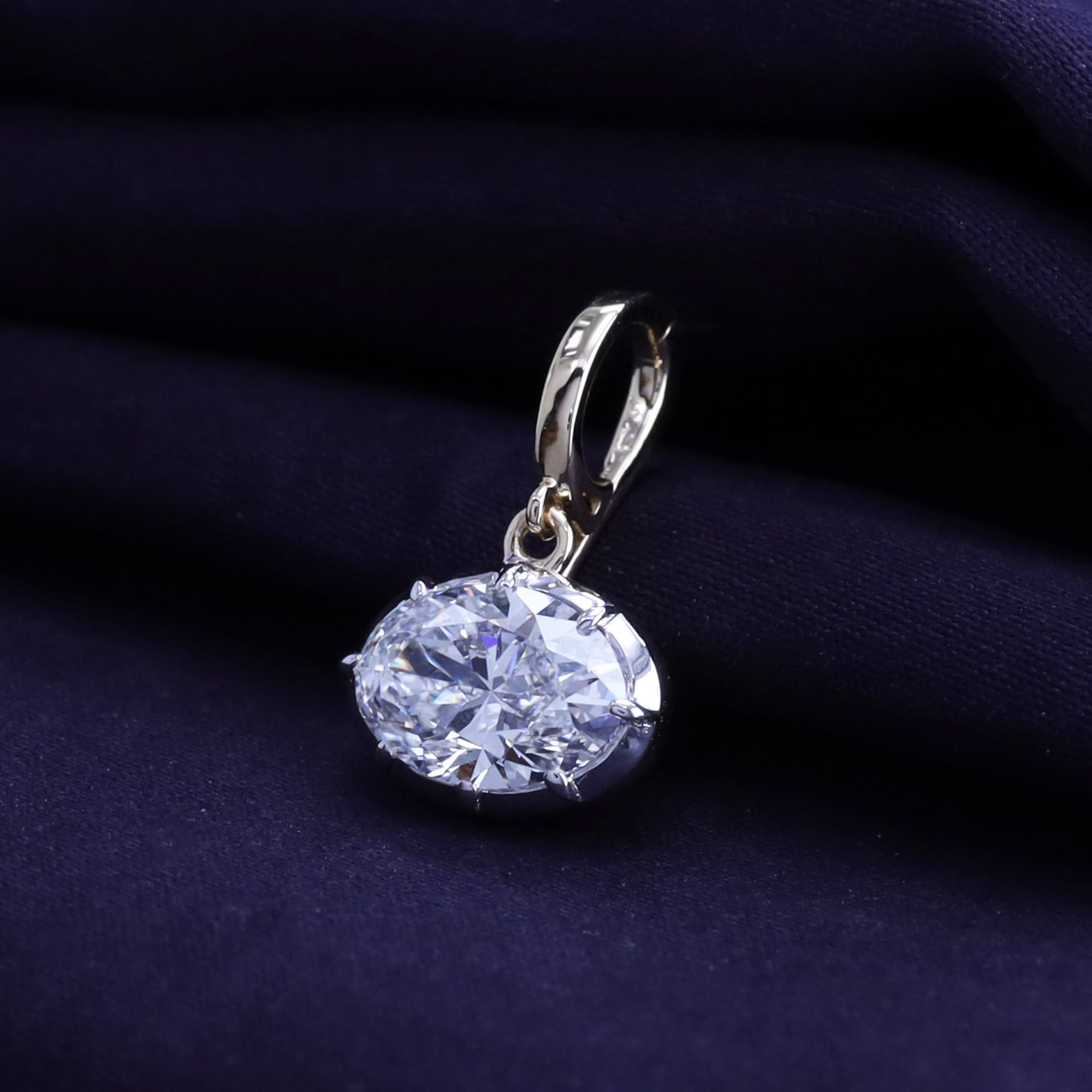 Solitaire Pendant 2 Carat Oval Cut Lab Grown Diamond