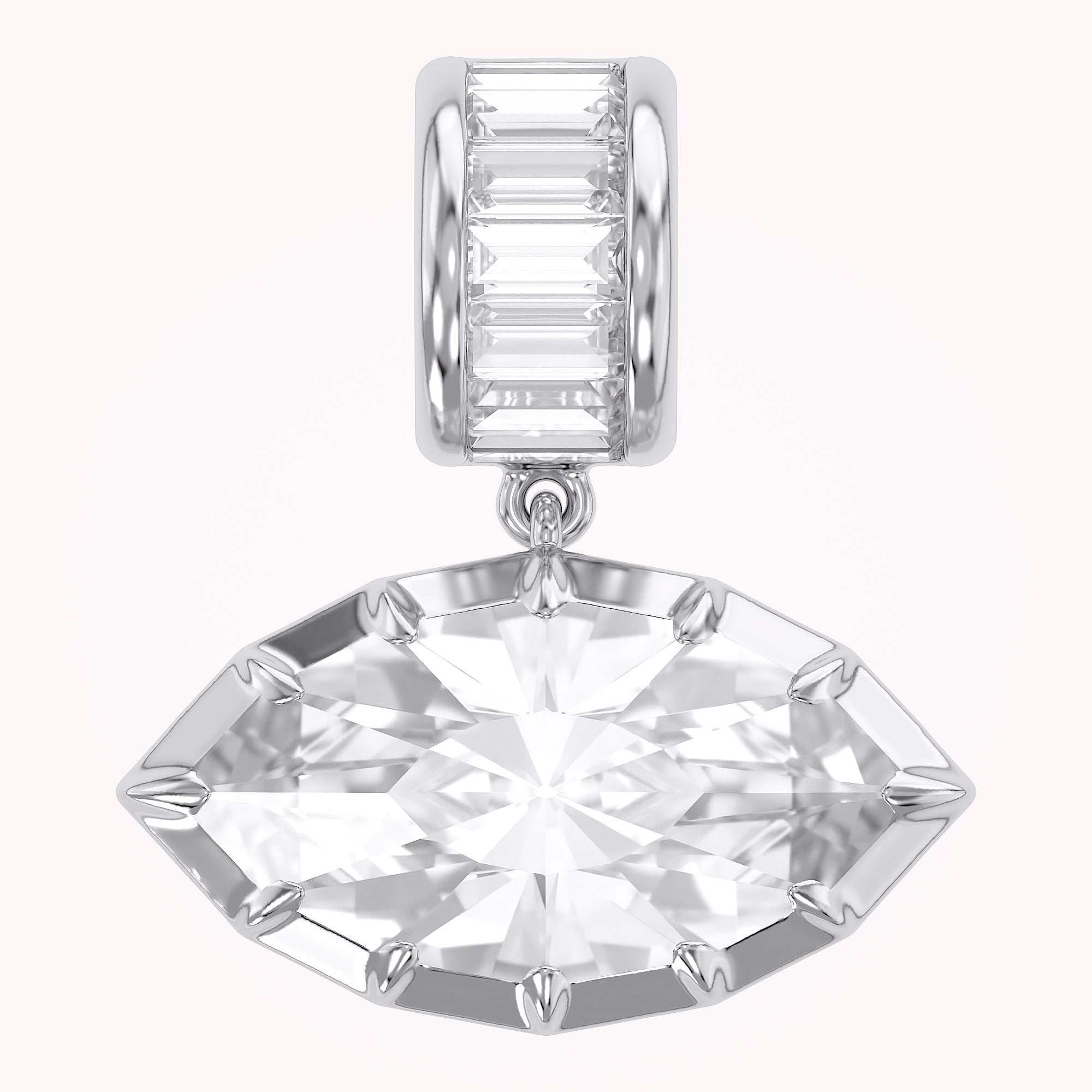 Solitaire Pendant Marquise and Baguette Lab Grown Diamond