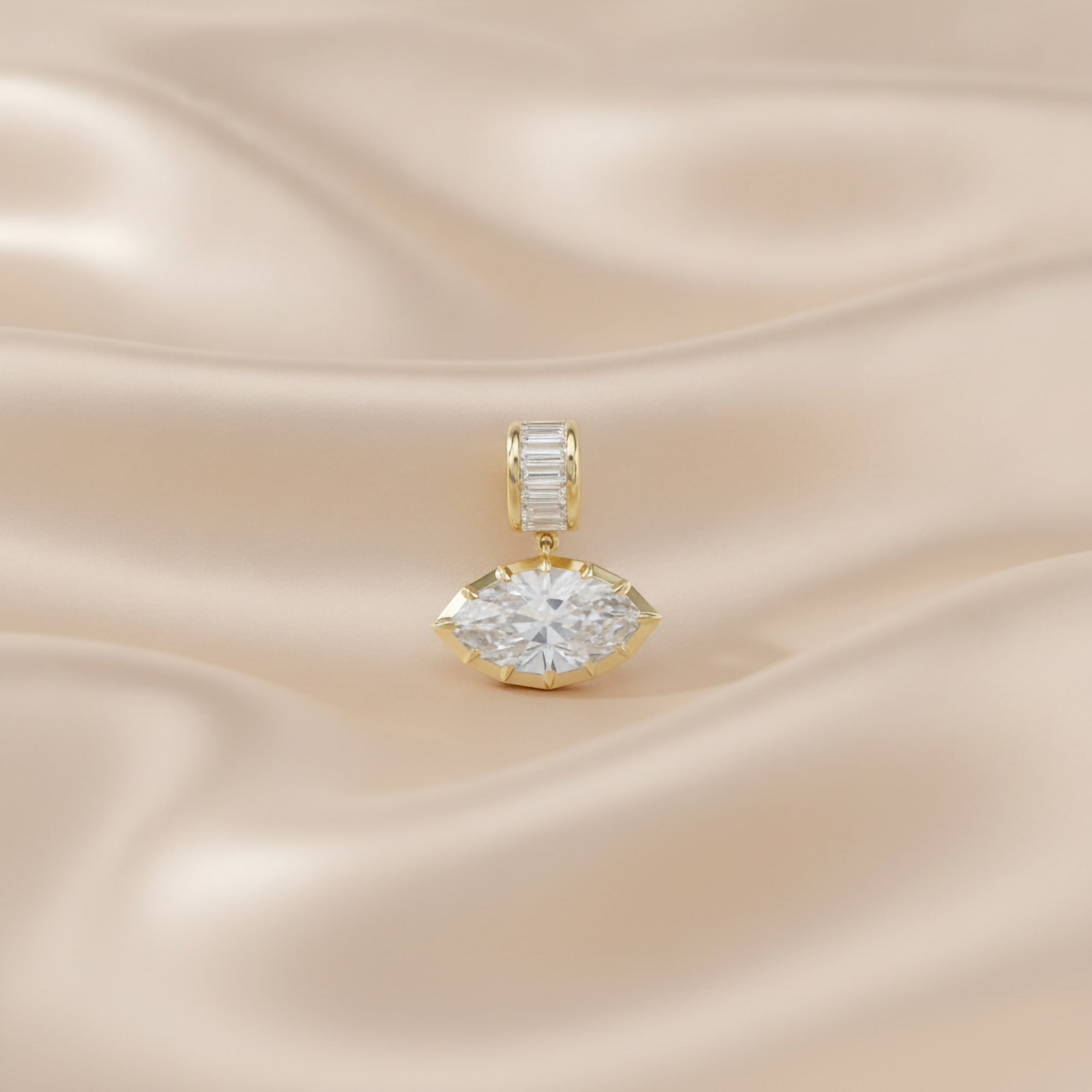Solitaire Pendant Marquise and Baguette Lab Grown Diamond