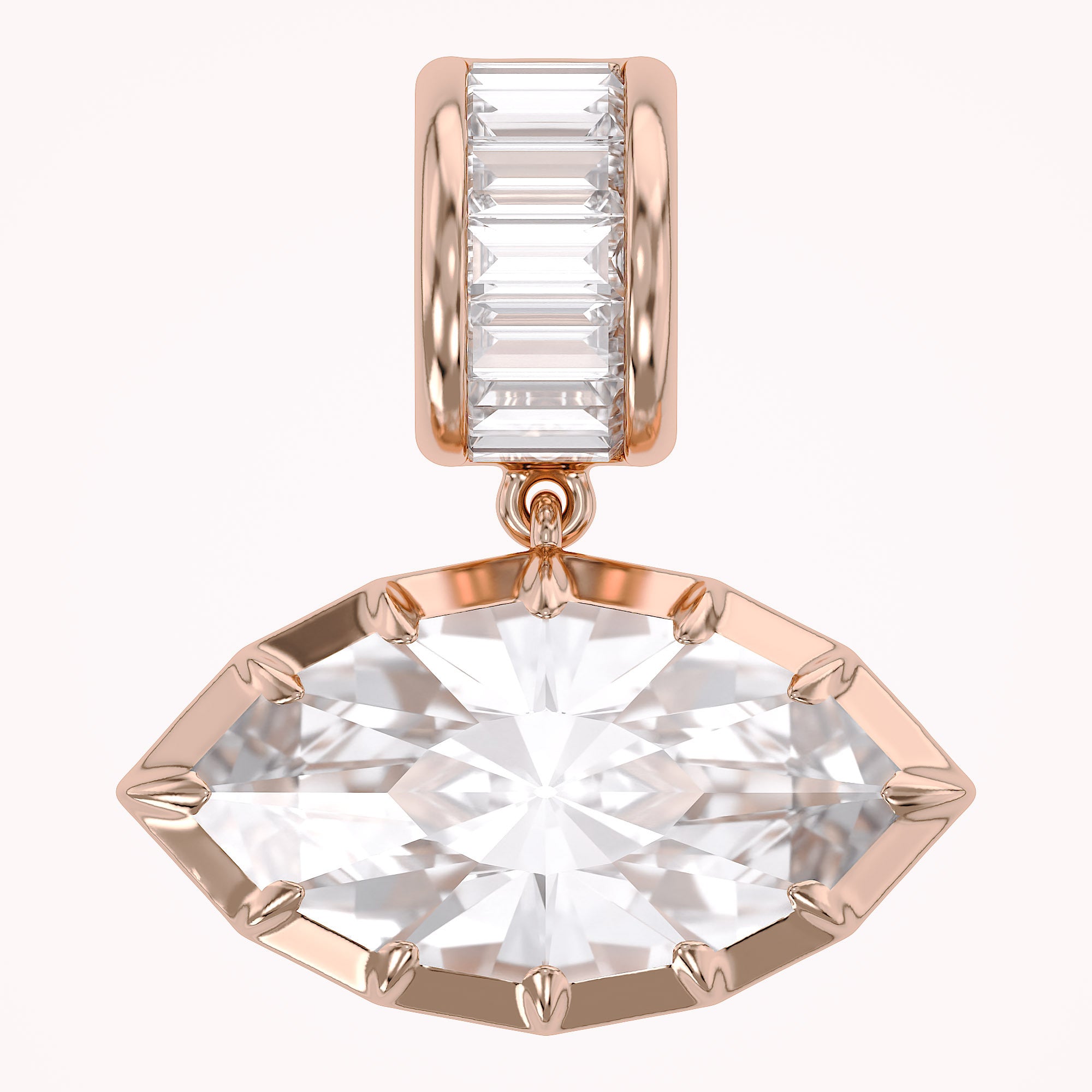 Solitaire Pendant Marquise and Baguette Lab Grown Diamond