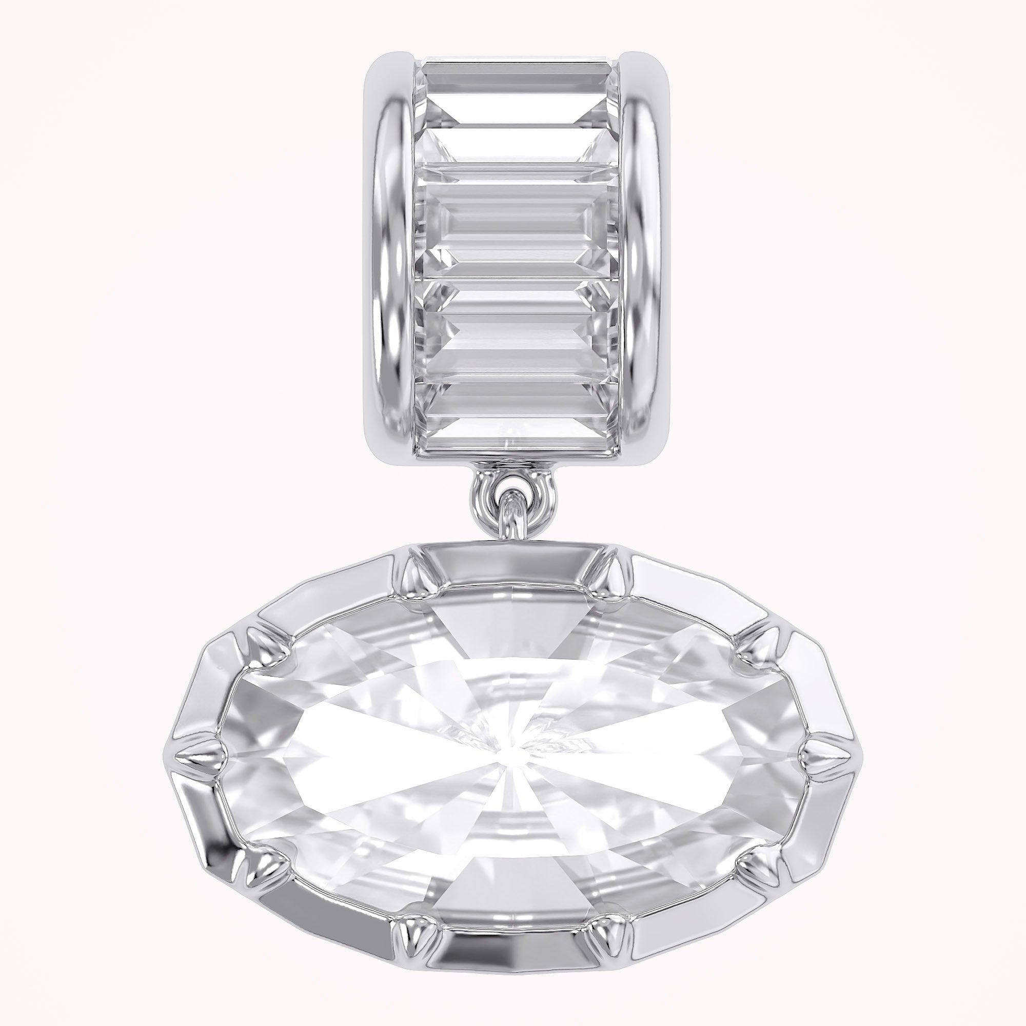Solitaire Pendant Oval and Baguette Cut Lab Grown Diamond