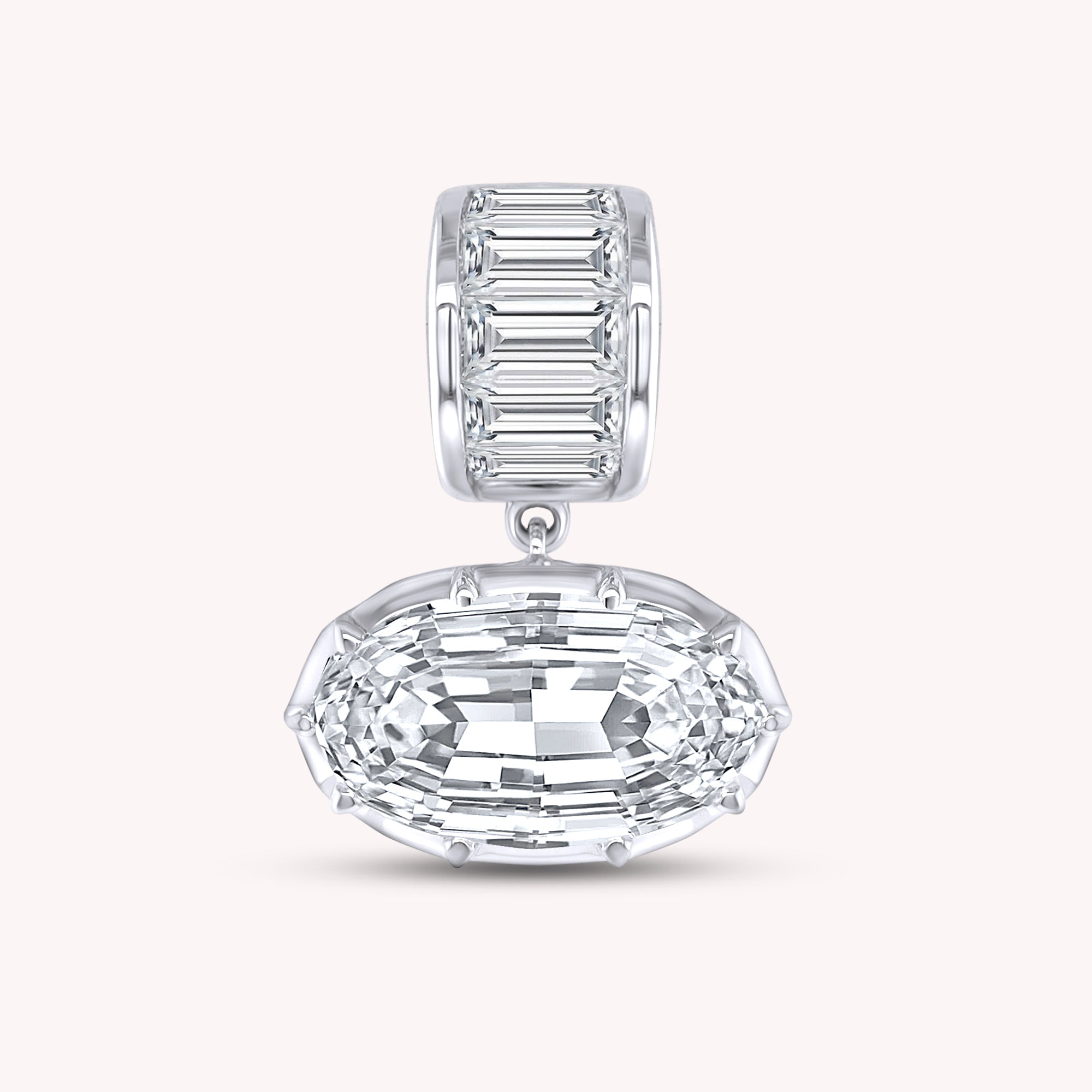 Solitaire Pendant Oval and Baguette Cut Lab Grown Diamond
