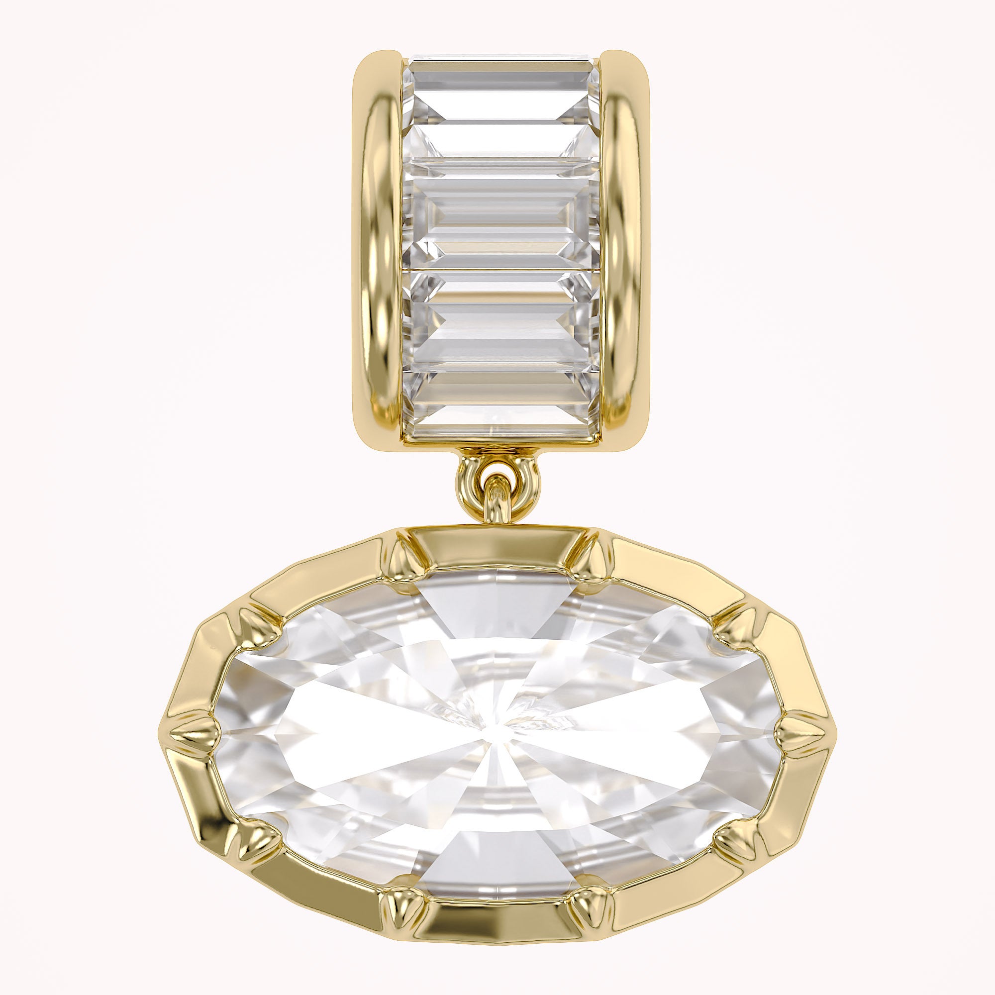 Solitaire Pendant Oval and Baguette Cut Lab Grown Diamond