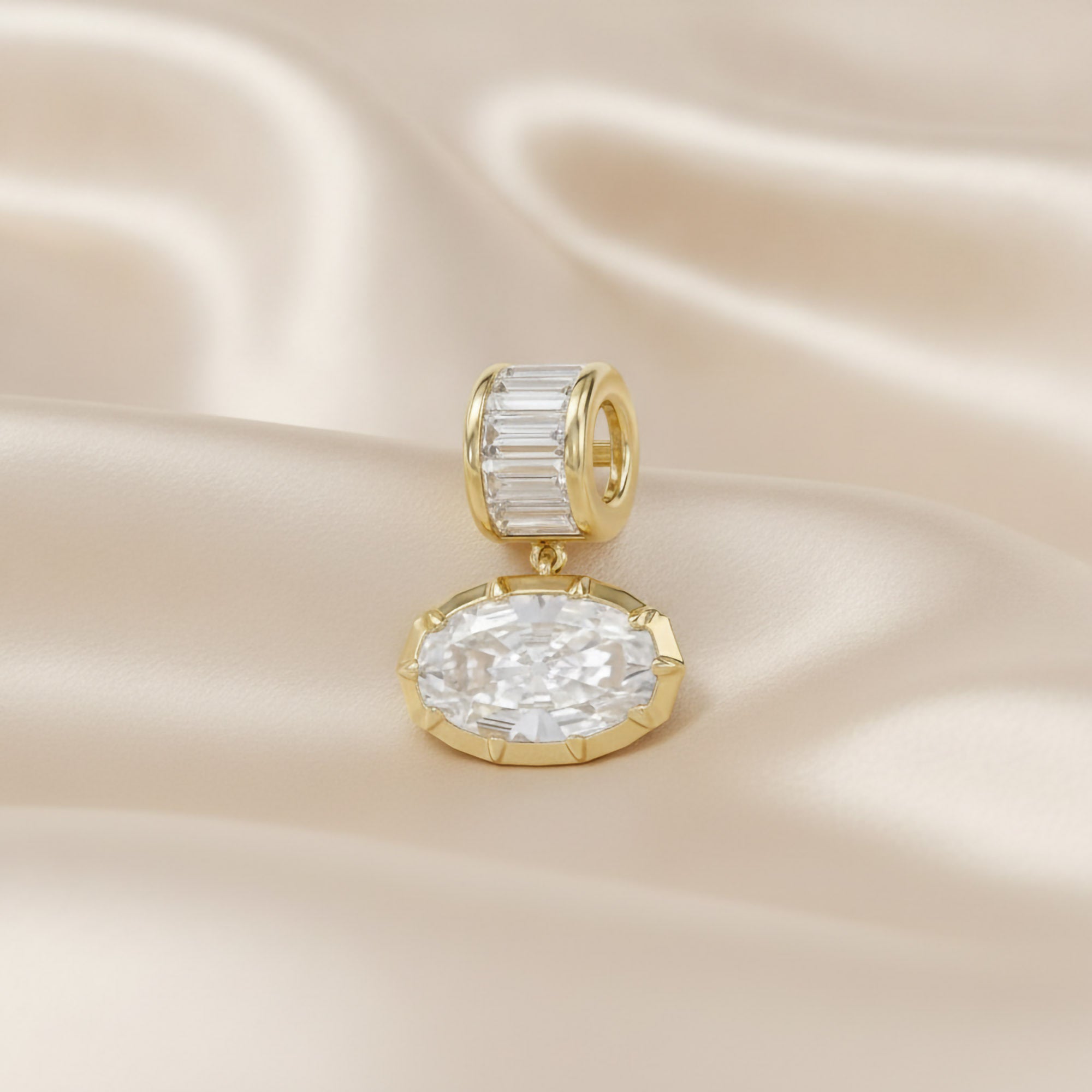 Solitaire Pendant Oval and Baguette Cut Lab Grown Diamond