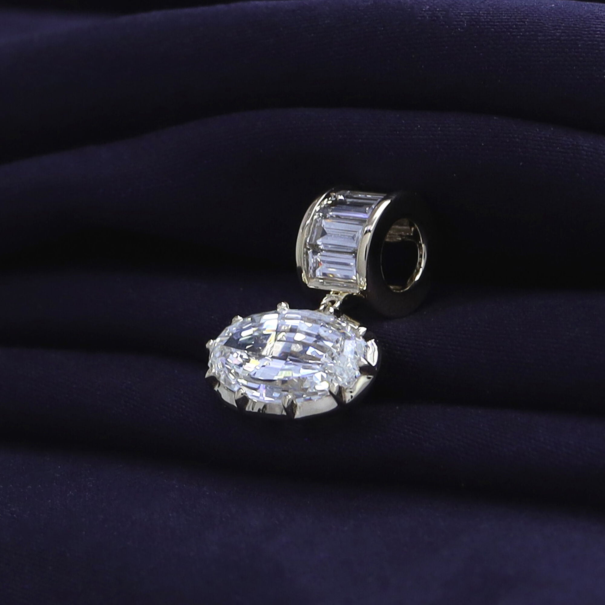 Solitaire Pendant Oval and Baguette Cut Lab Grown Diamond