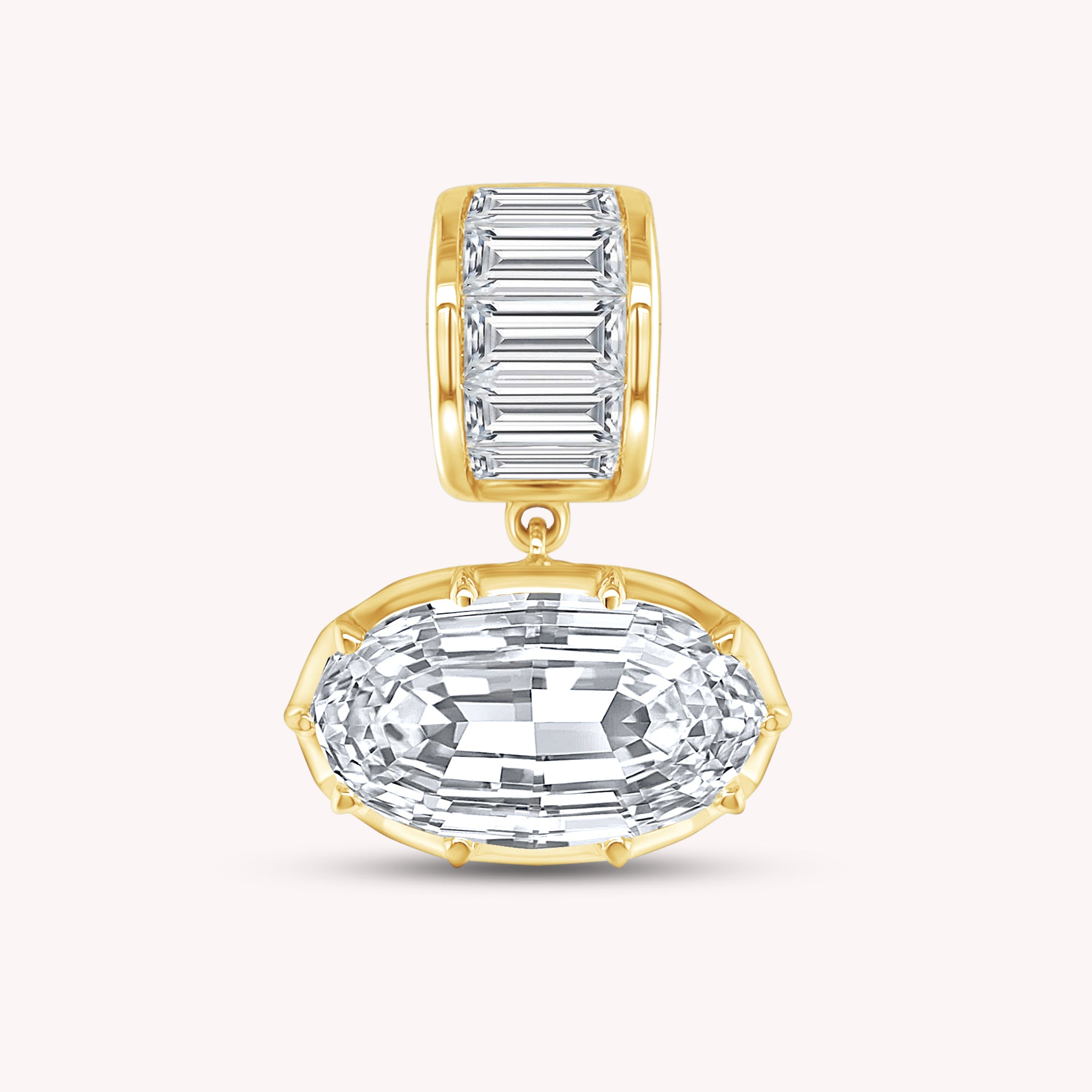 Solitaire Pendant Oval and Baguette Cut Lab Grown Diamond