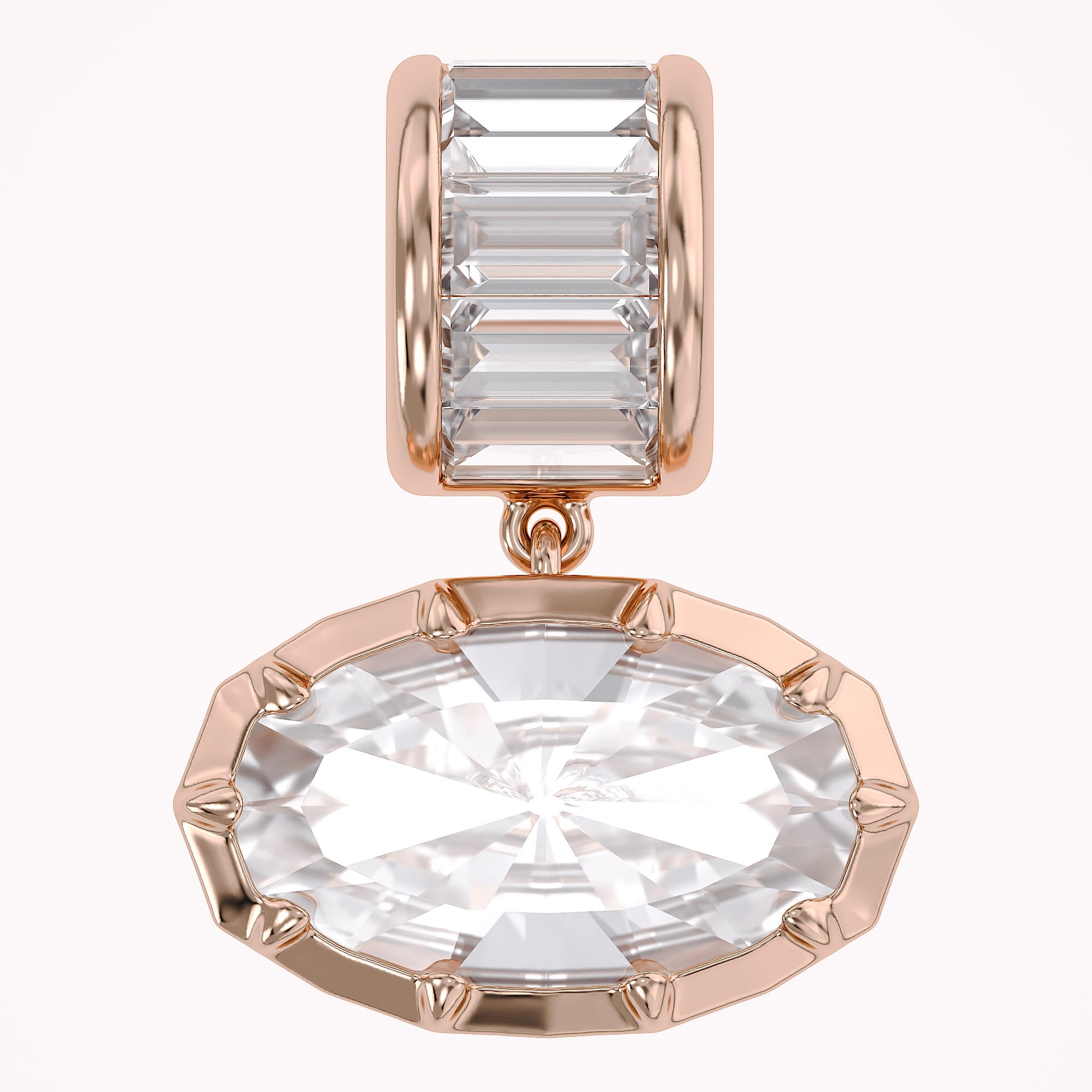 Solitaire Pendant Oval and Baguette Cut Lab Grown Diamond