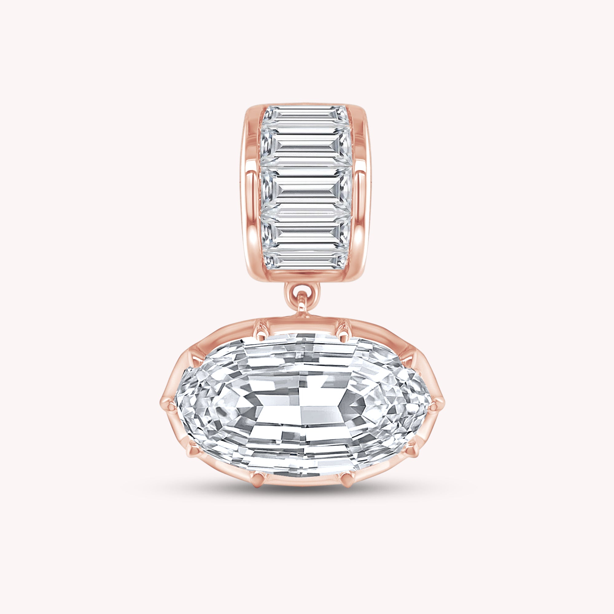 Solitaire Pendant Oval and Baguette Cut Lab Grown Diamond