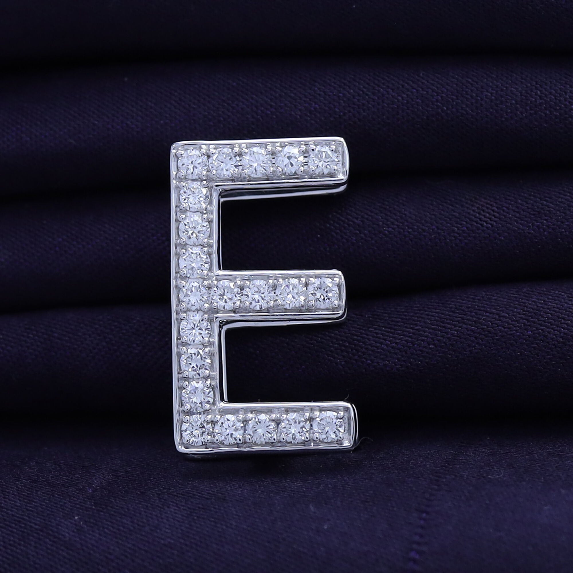 E Initial Letter Ring Round Cut Lab Grown Diamond