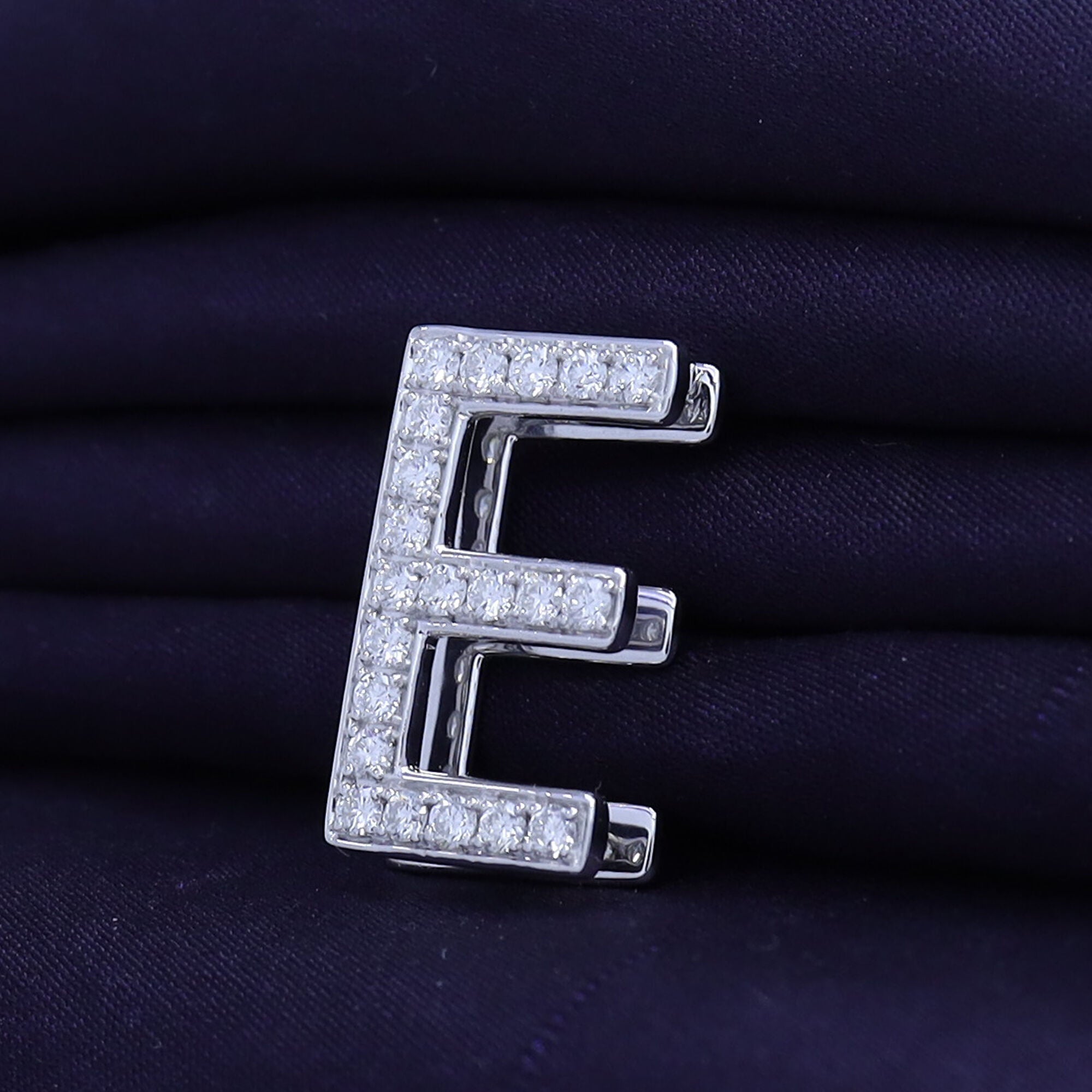 E Initial Letter Ring Round Cut Lab Grown Diamond