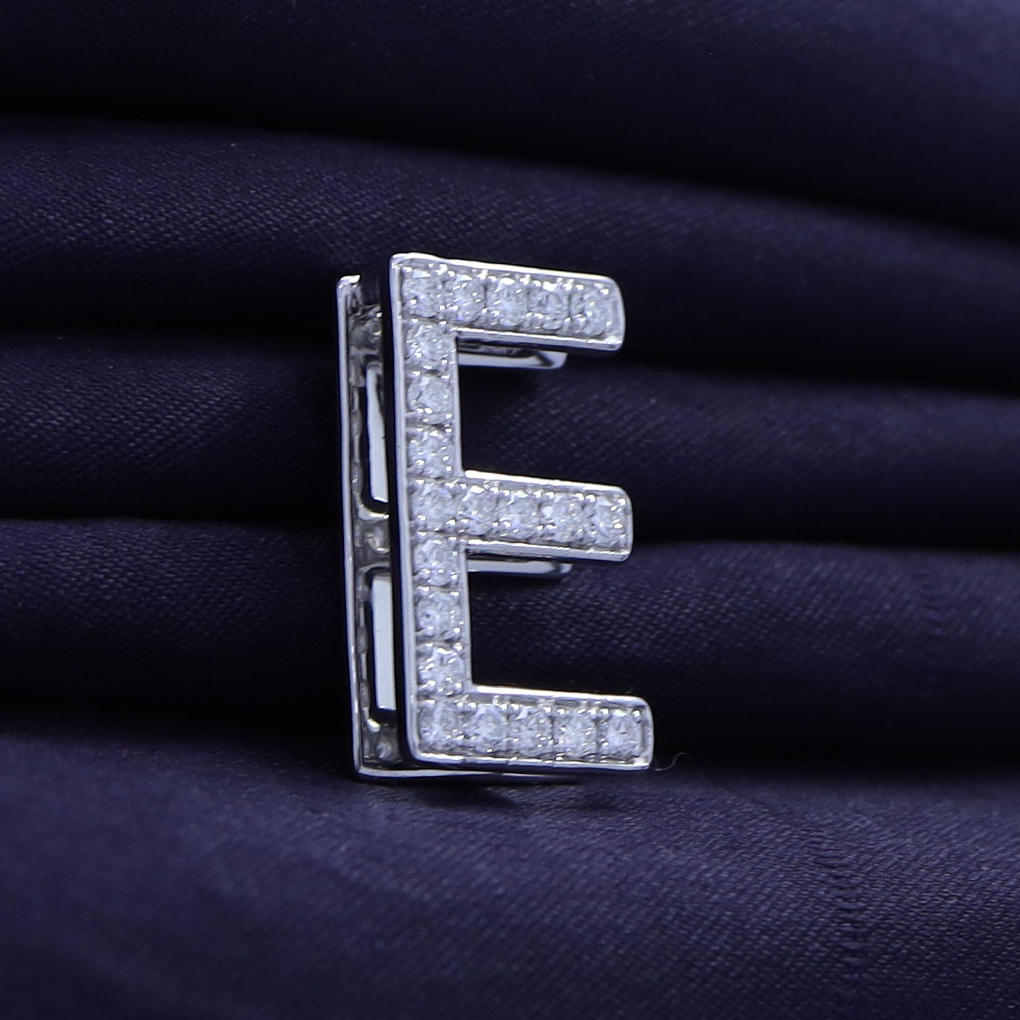 E Initial Letter Ring Round Cut Lab Grown Diamond