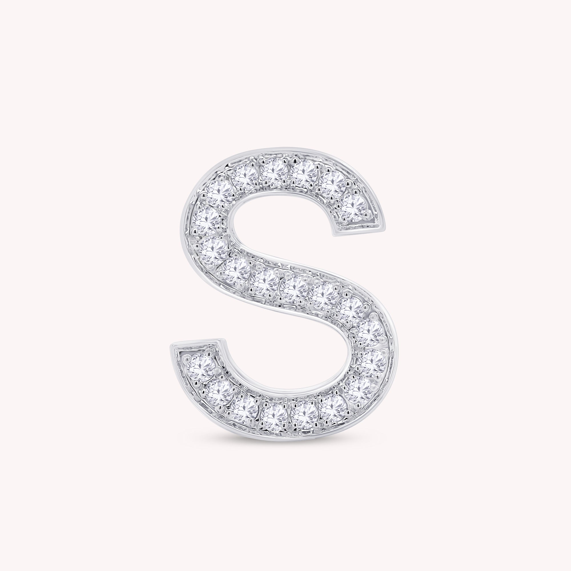 S Initial Letter Ring Round Cut Lab Grown Diamond