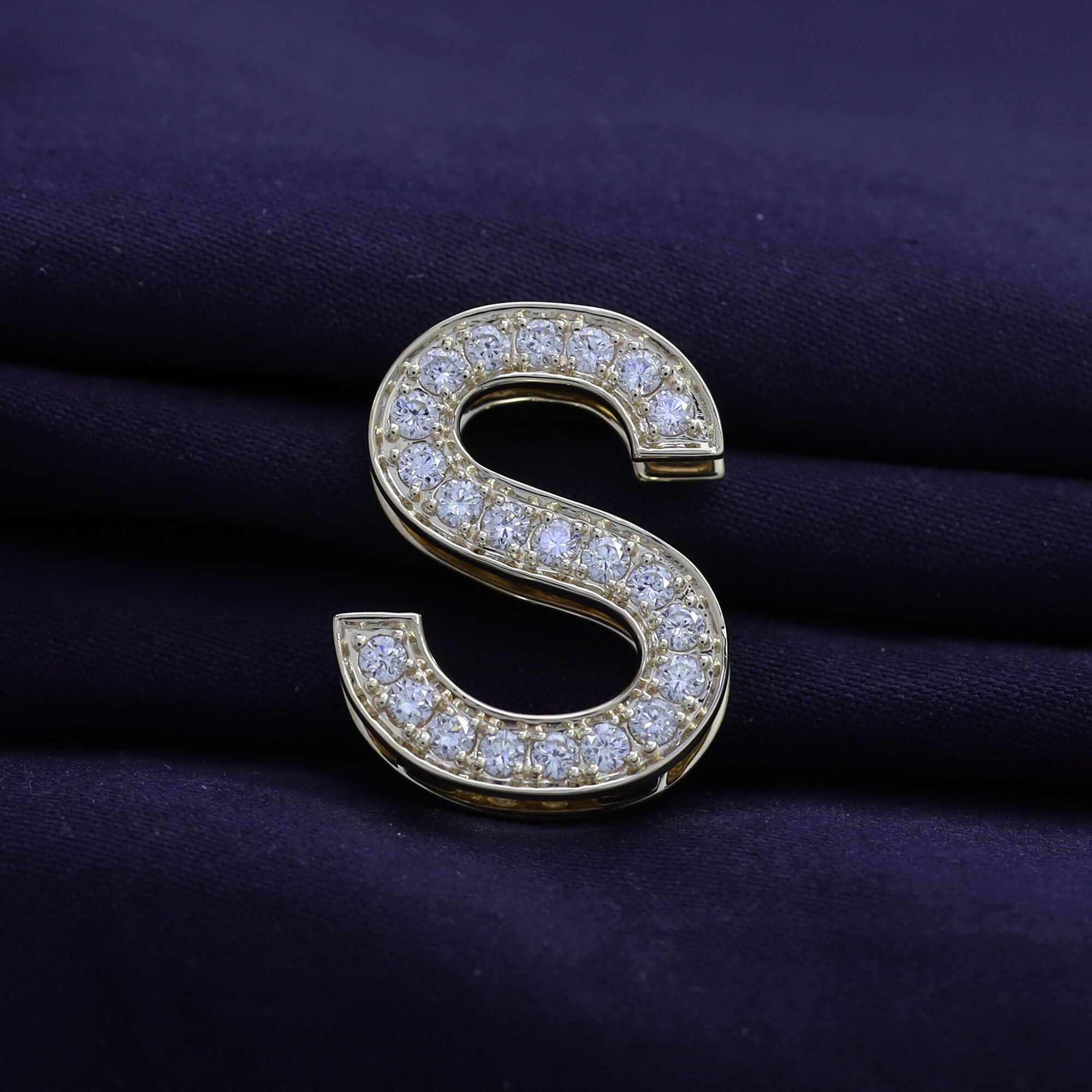 S Initial Letter Ring Round Cut Lab Grown Diamond