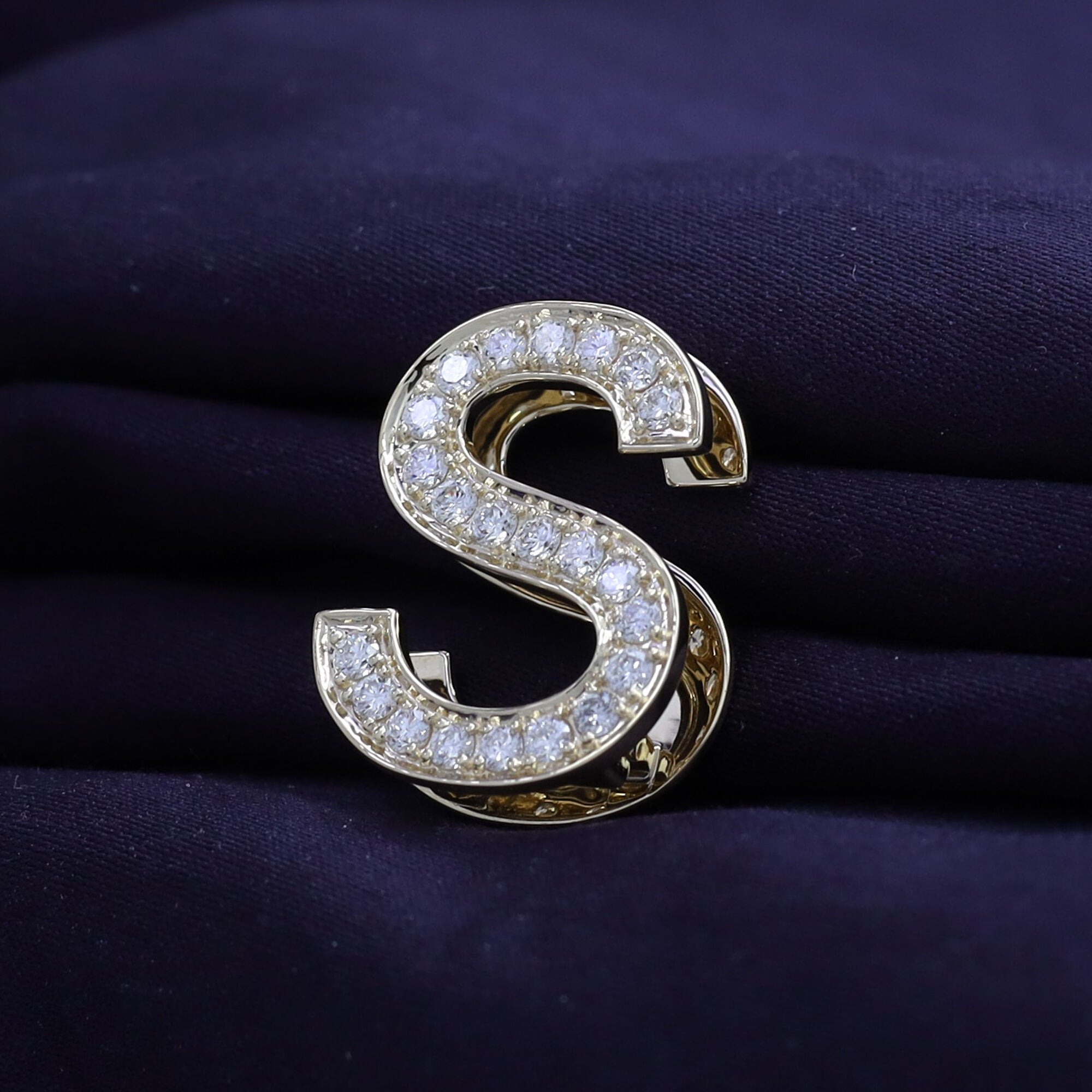 S Initial Letter Ring Round Cut Lab Grown Diamond