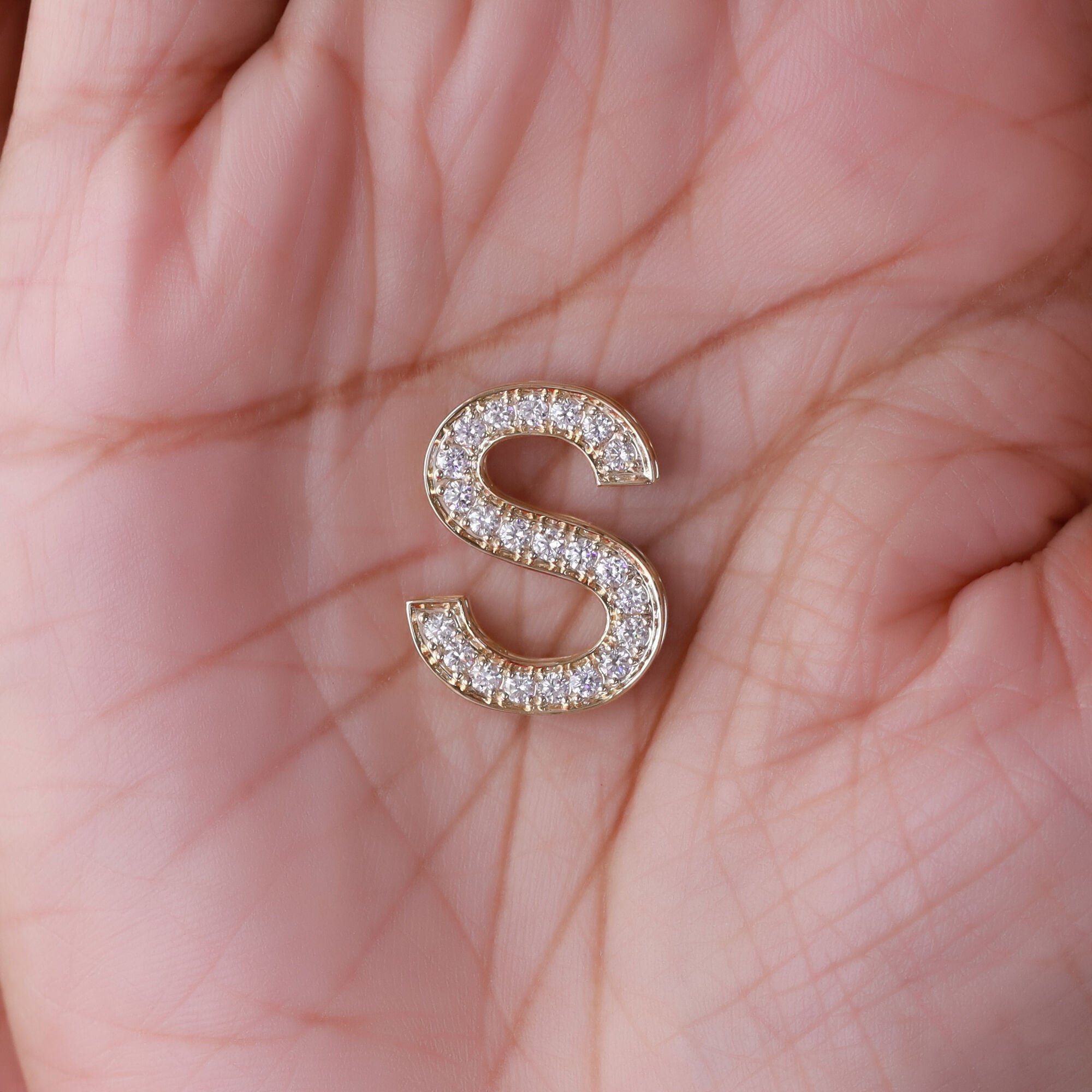 S Initial Letter Ring Round Cut Lab Grown Diamond