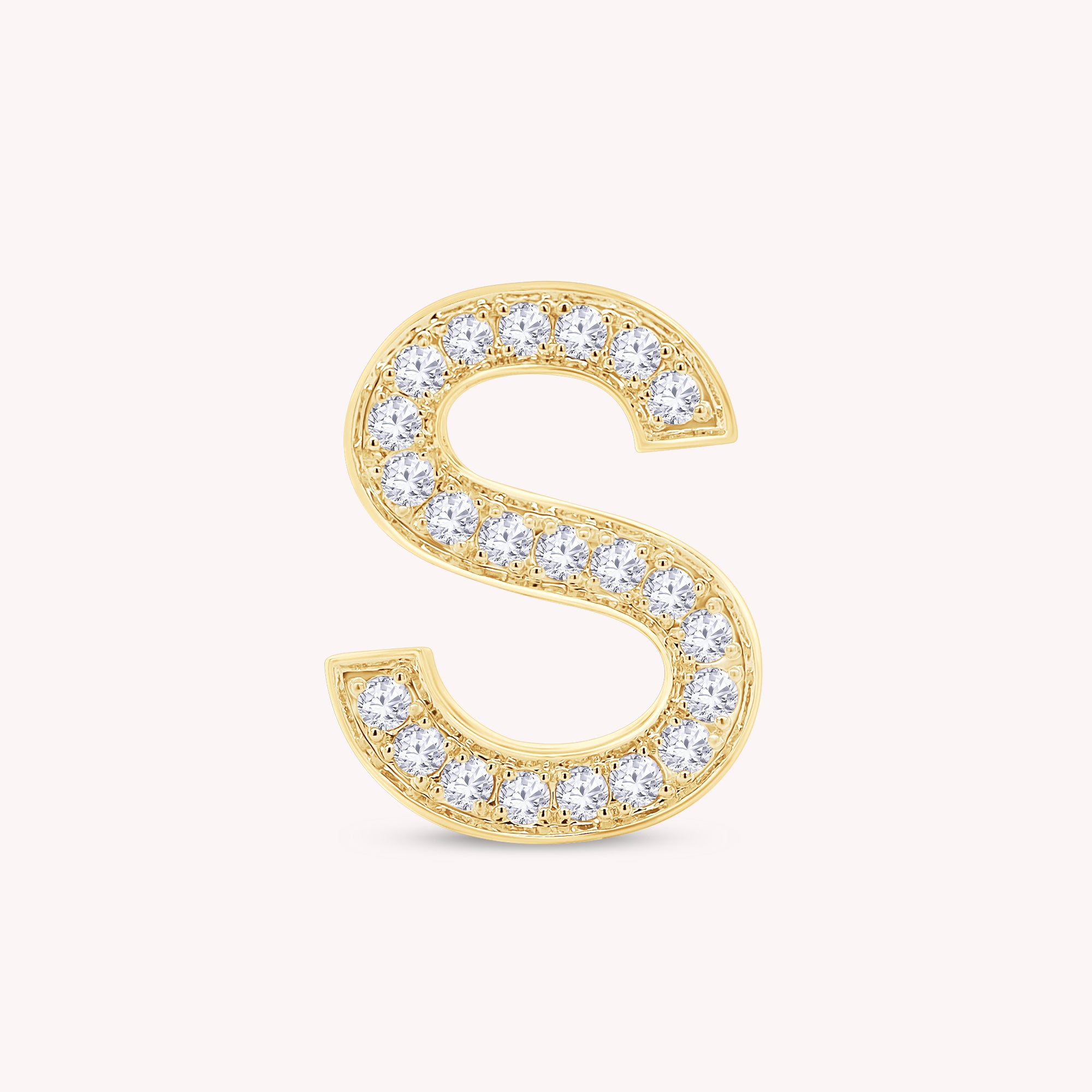 S Initial Letter Ring Round Cut Lab Grown Diamond