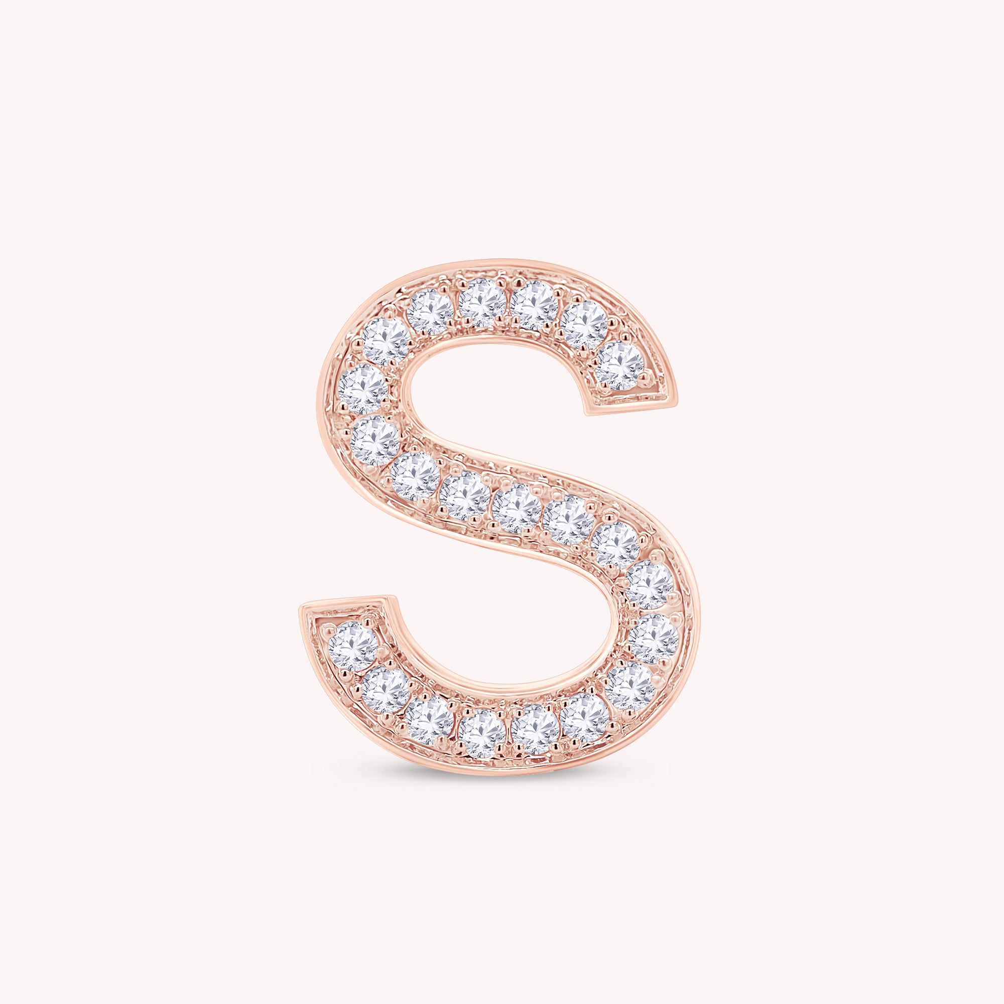 S Initial Letter Ring Round Cut Lab Grown Diamond