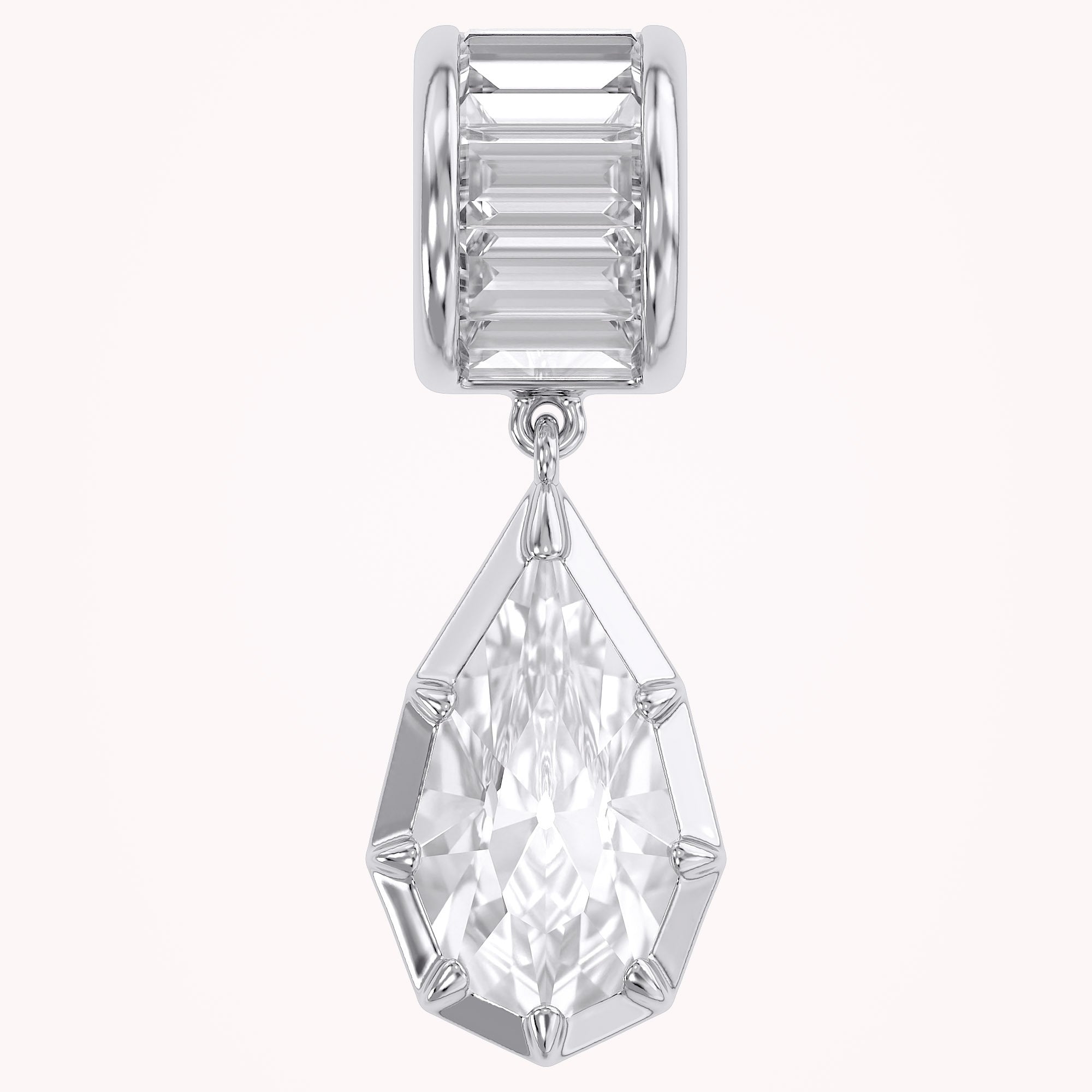 Solitaire Pendant Pear and Baguette Cut Lab Grown Diamond