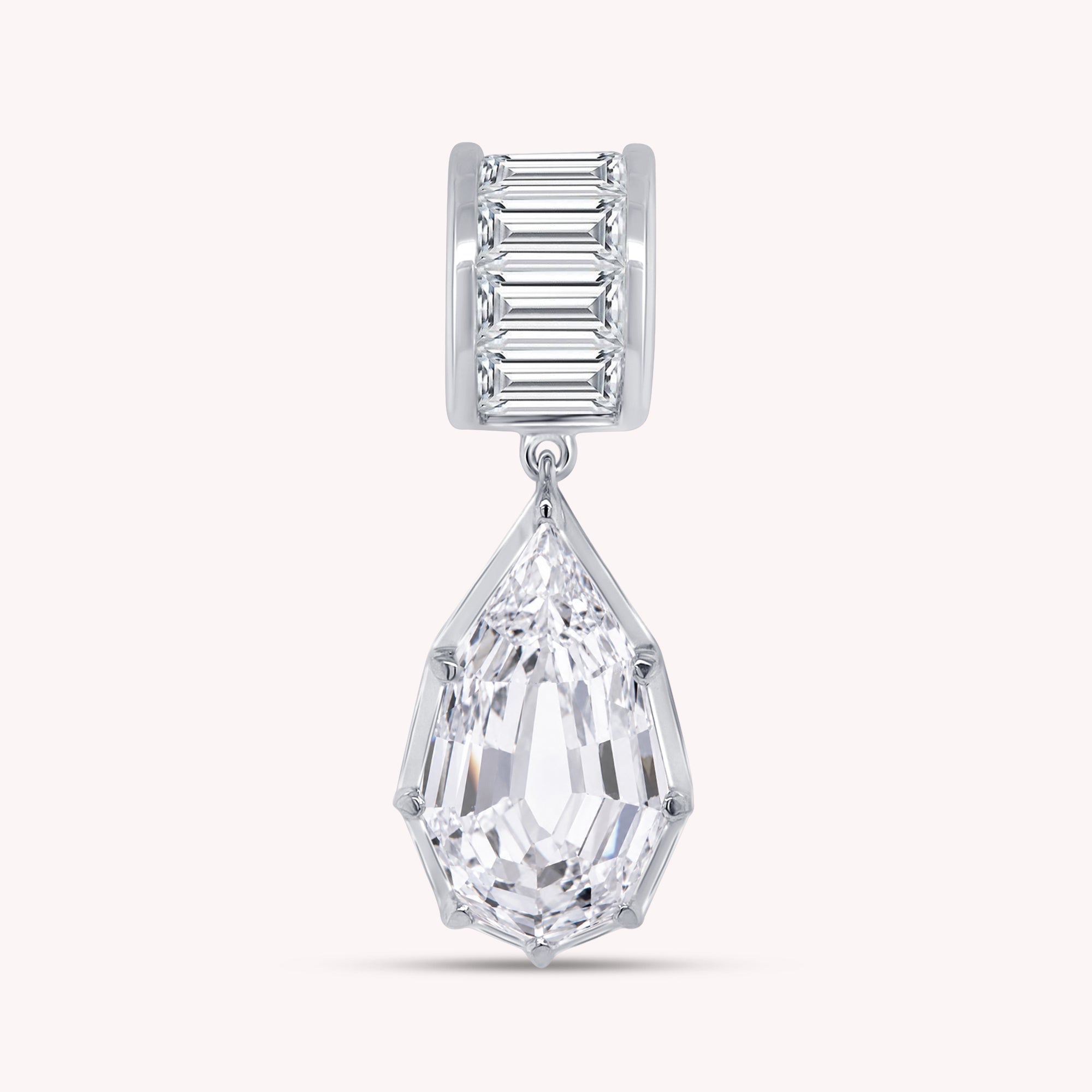 Solitaire Pendant Pear and Baguette Cut Lab Grown Diamond