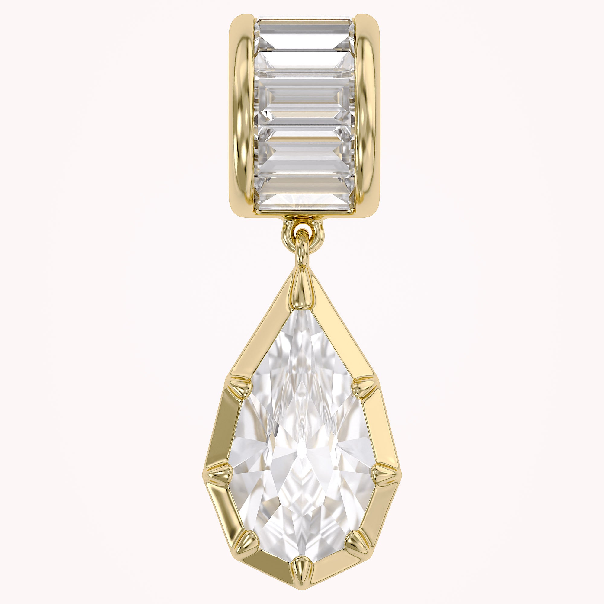 Solitaire Pendant Pear and Baguette Cut Lab Grown Diamond