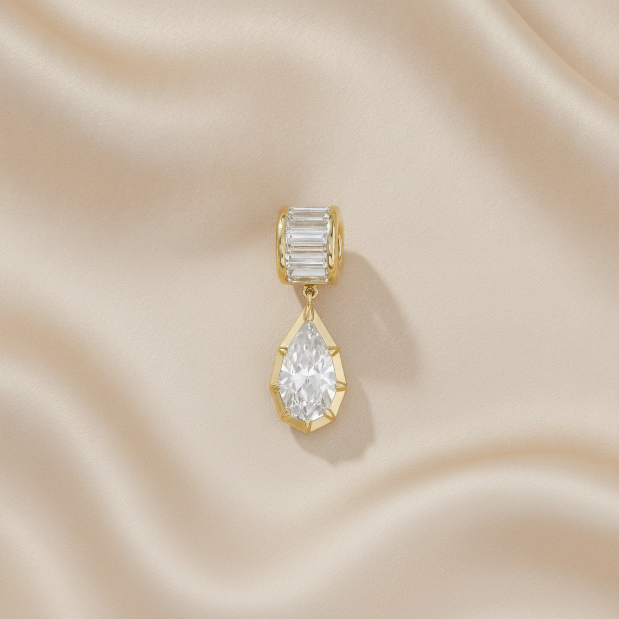 Solitaire Pendant Pear and Baguette Cut Lab Grown Diamond