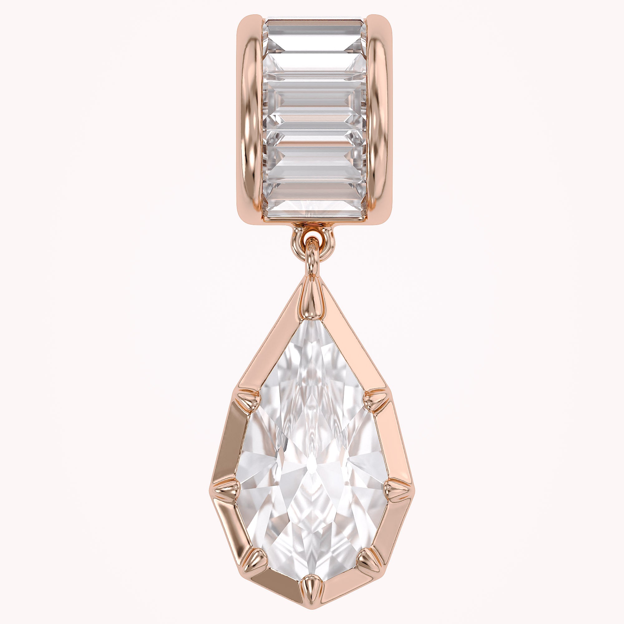 Solitaire Pendant Pear and Baguette Cut Lab Grown Diamond