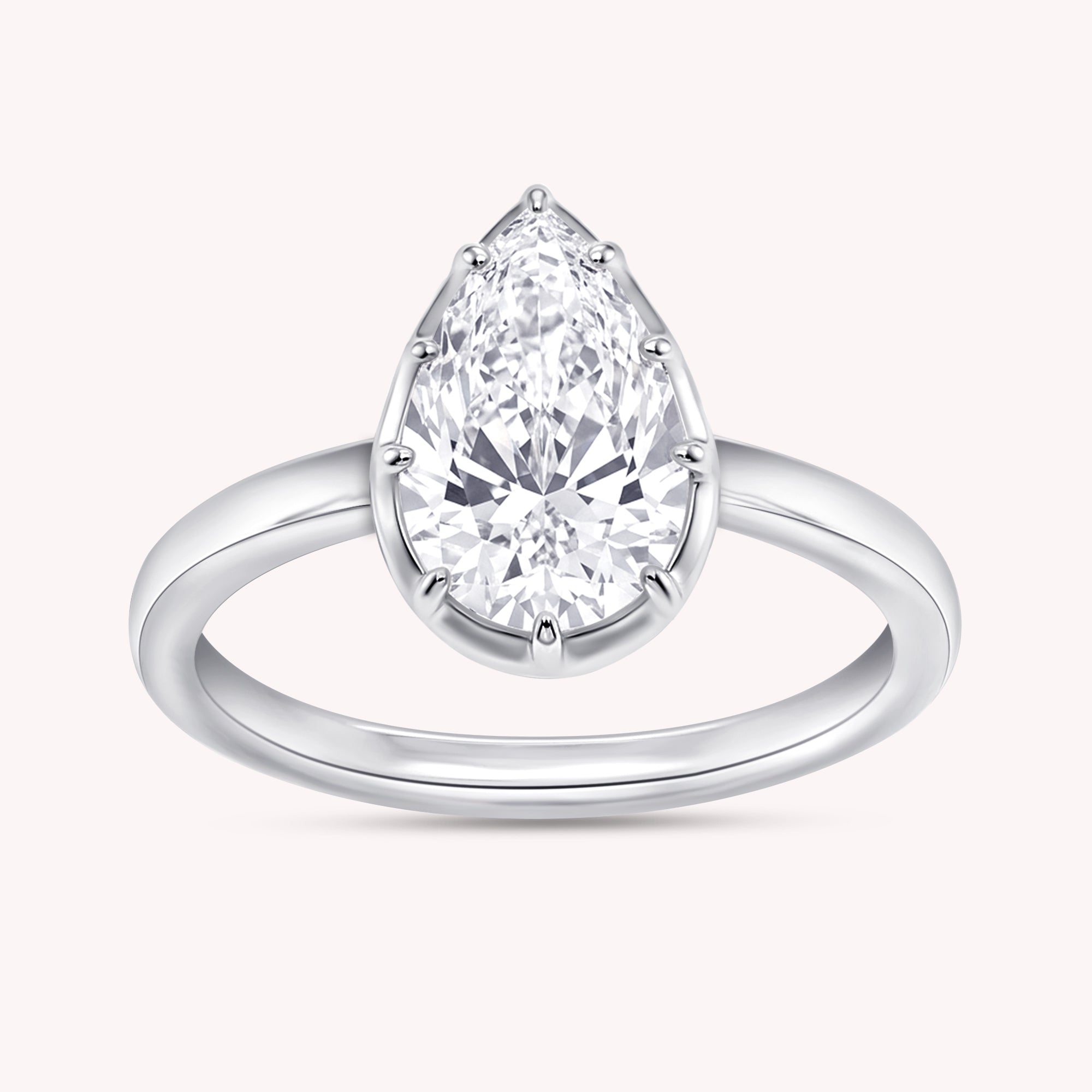 Solitaire Engagement Wedding Ring Pear Lab Grown Diamond