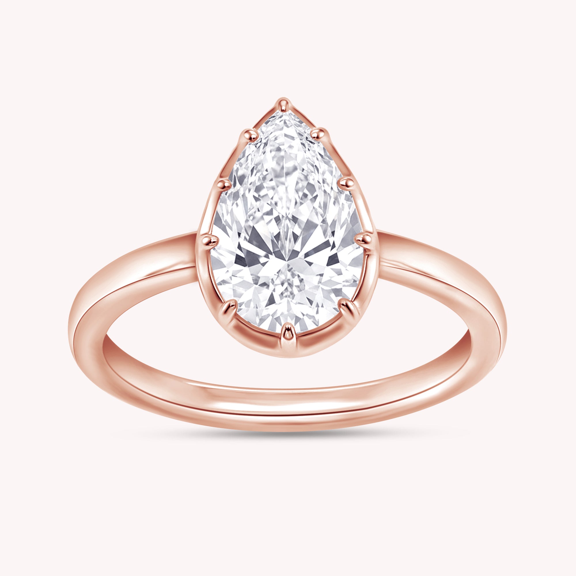 Solitaire Engagement Wedding Ring Pear Lab Grown Diamond