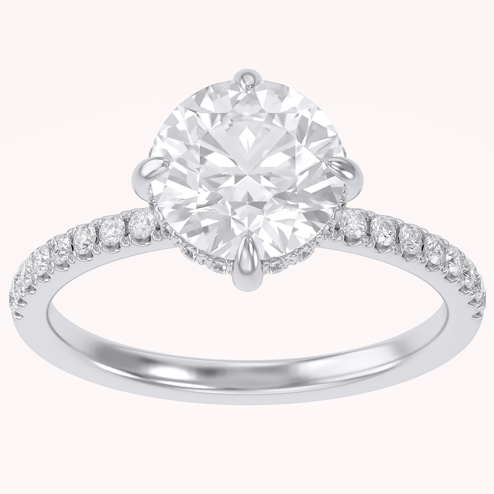Hidden Halo Solitaire Engagement Ring Center 8.5mm Lab Grown Diamond