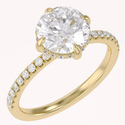Hidden Halo Solitaire Engagement Ring Center 8.5mm Lab Grown Diamond