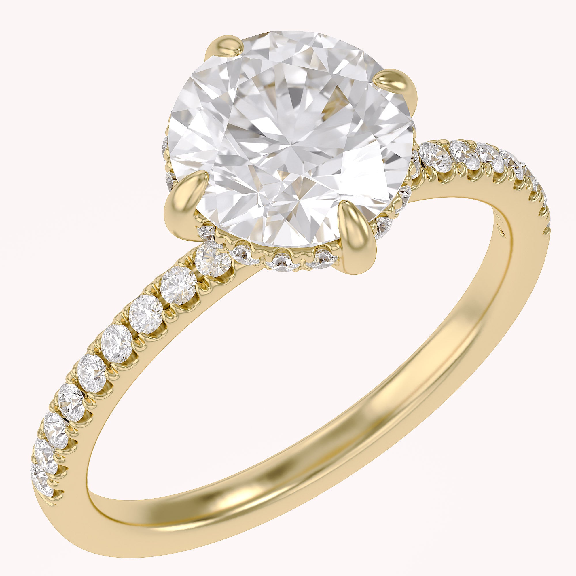 Hidden Halo Solitaire Engagement Ring Center 8.5mm Lab Grown Diamond