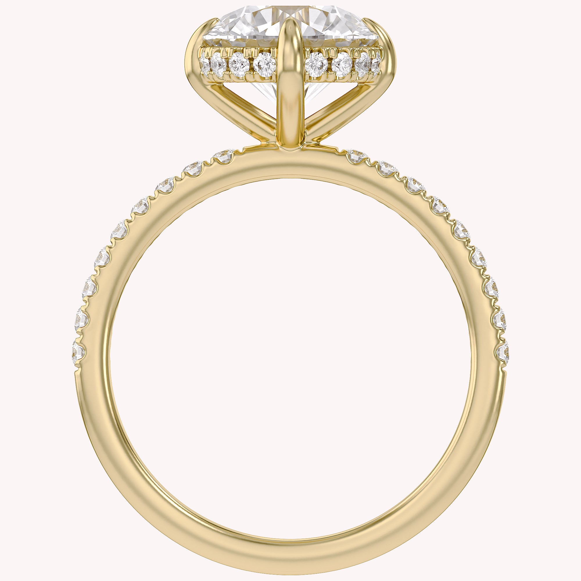 Hidden Halo Solitaire Engagement Ring Center 8.5mm Lab Grown Diamond