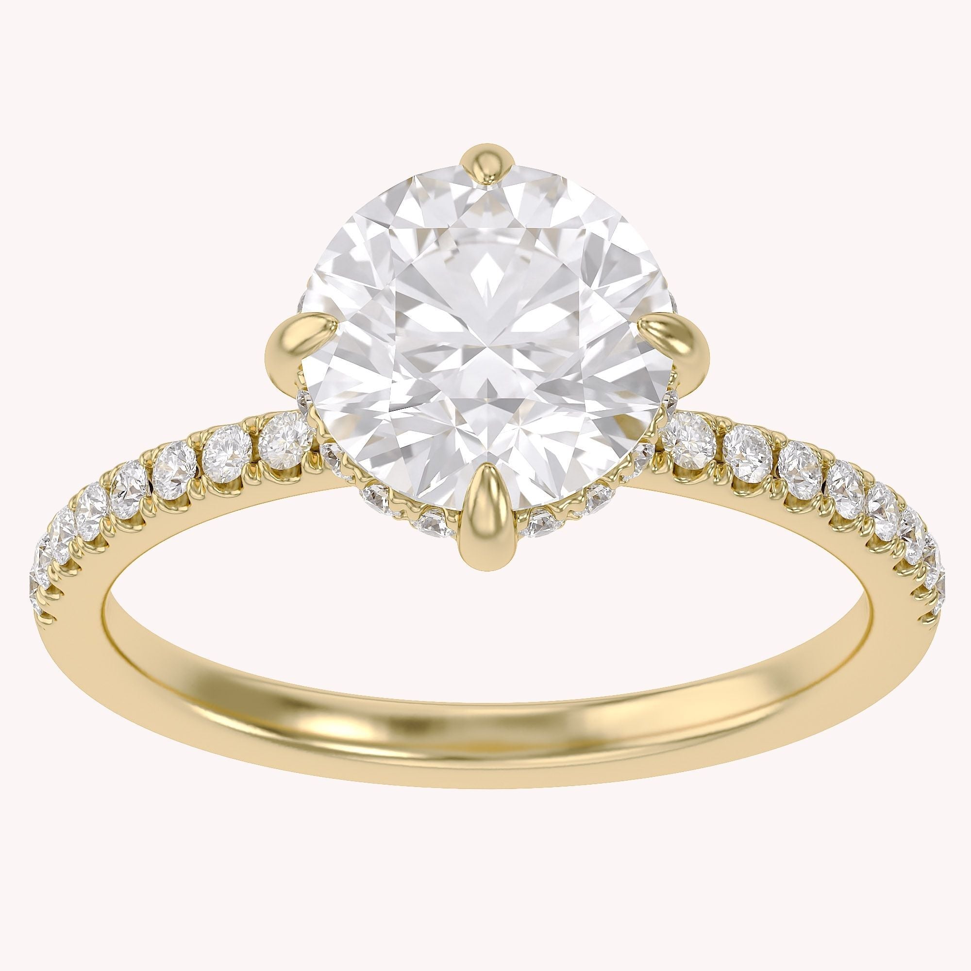 Hidden Halo Solitaire Engagement Ring Center 8.5mm Lab Grown Diamond
