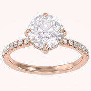 Hidden Halo Solitaire Engagement Ring Center 8.5mm Lab Grown Diamond